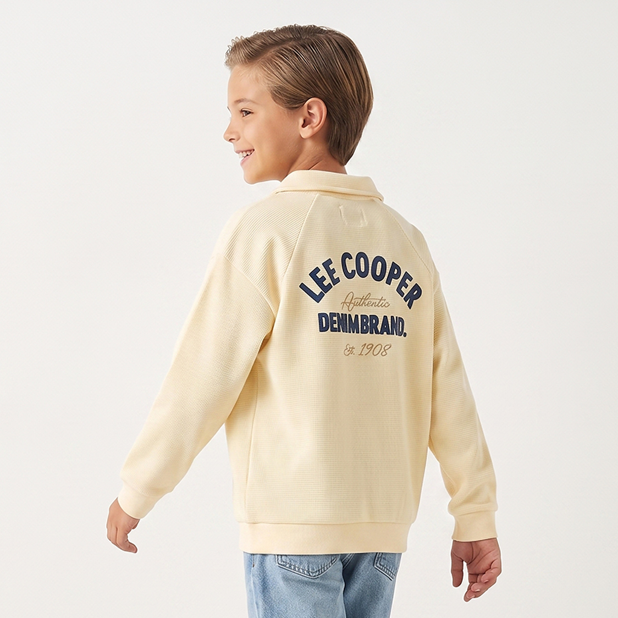 سويت شيرت بياقة عادية وتطريز شعار من لي كوبر-boys-clothing-winterwear-sweatshirts-image-3