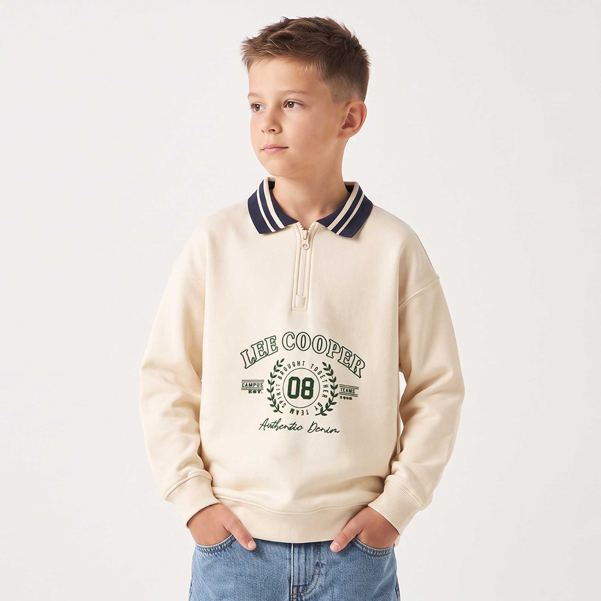 Lee Cooper Collared Sweatshirt with Long Sleeves-boys-clothing-sweatshirts-image-1