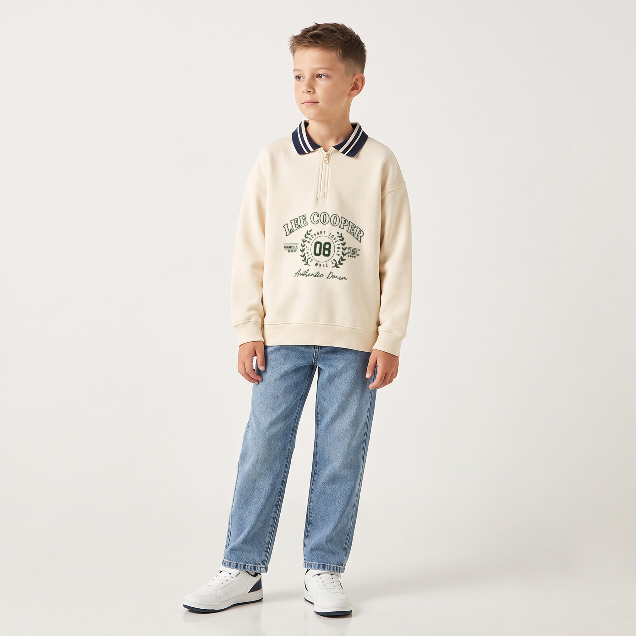 Lee Cooper Collared Sweatshirt with Long Sleeves-boys-clothing-sweatshirts-image-3