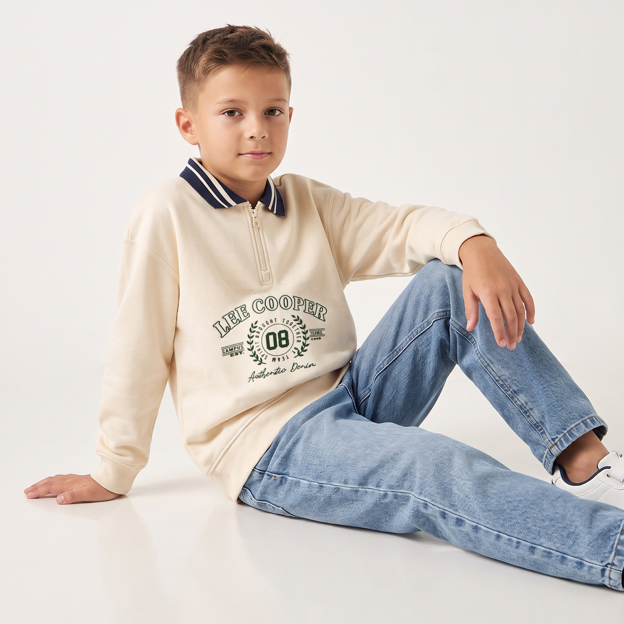 Lee Cooper Collared Sweatshirt with Long Sleeves-boys-clothing-sweatshirts-image-5