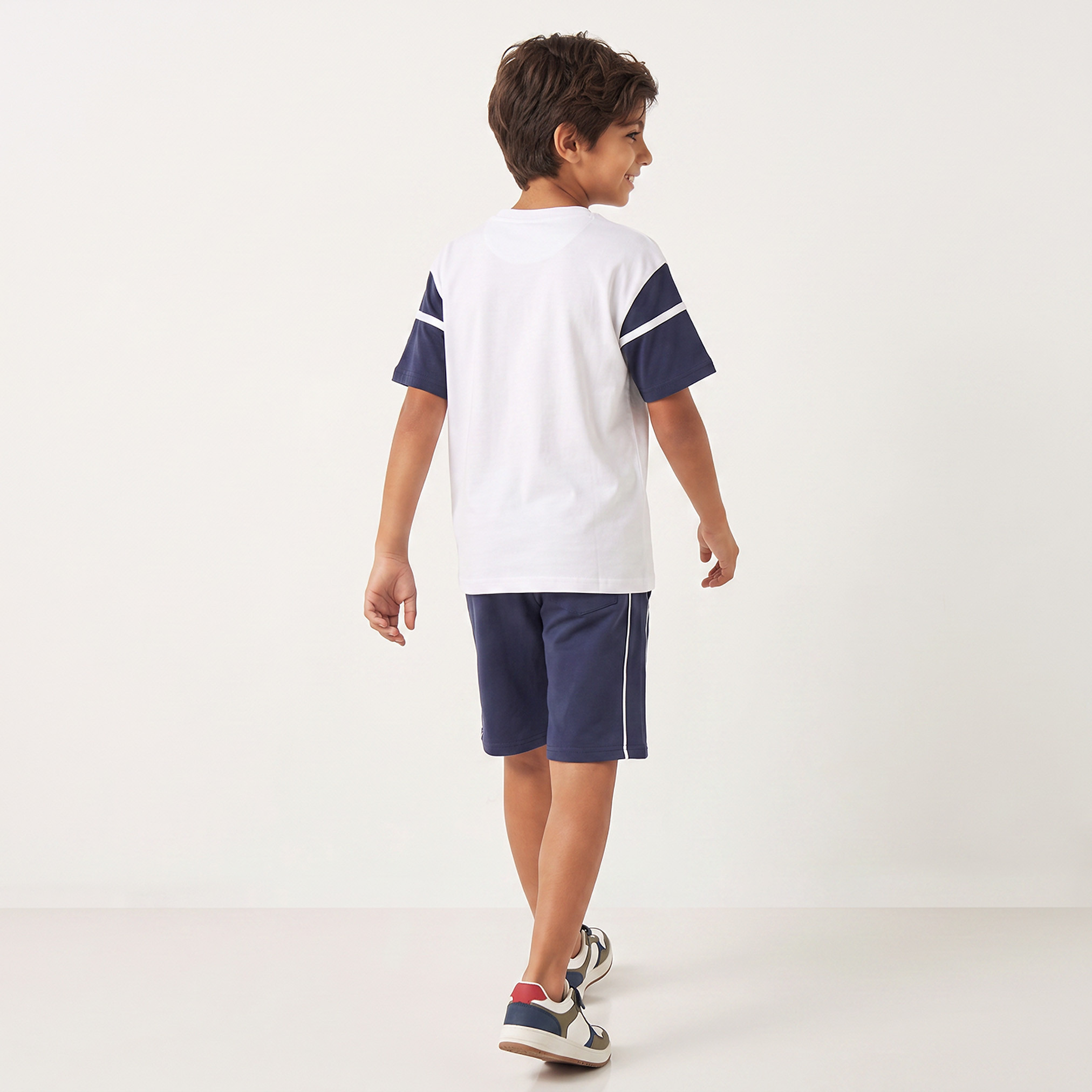 Lee Cooper Crew Neck Short Sleeves T-shirt and Shorts Set with Varsity Print-boys-clothing-setsandcoords-image-2