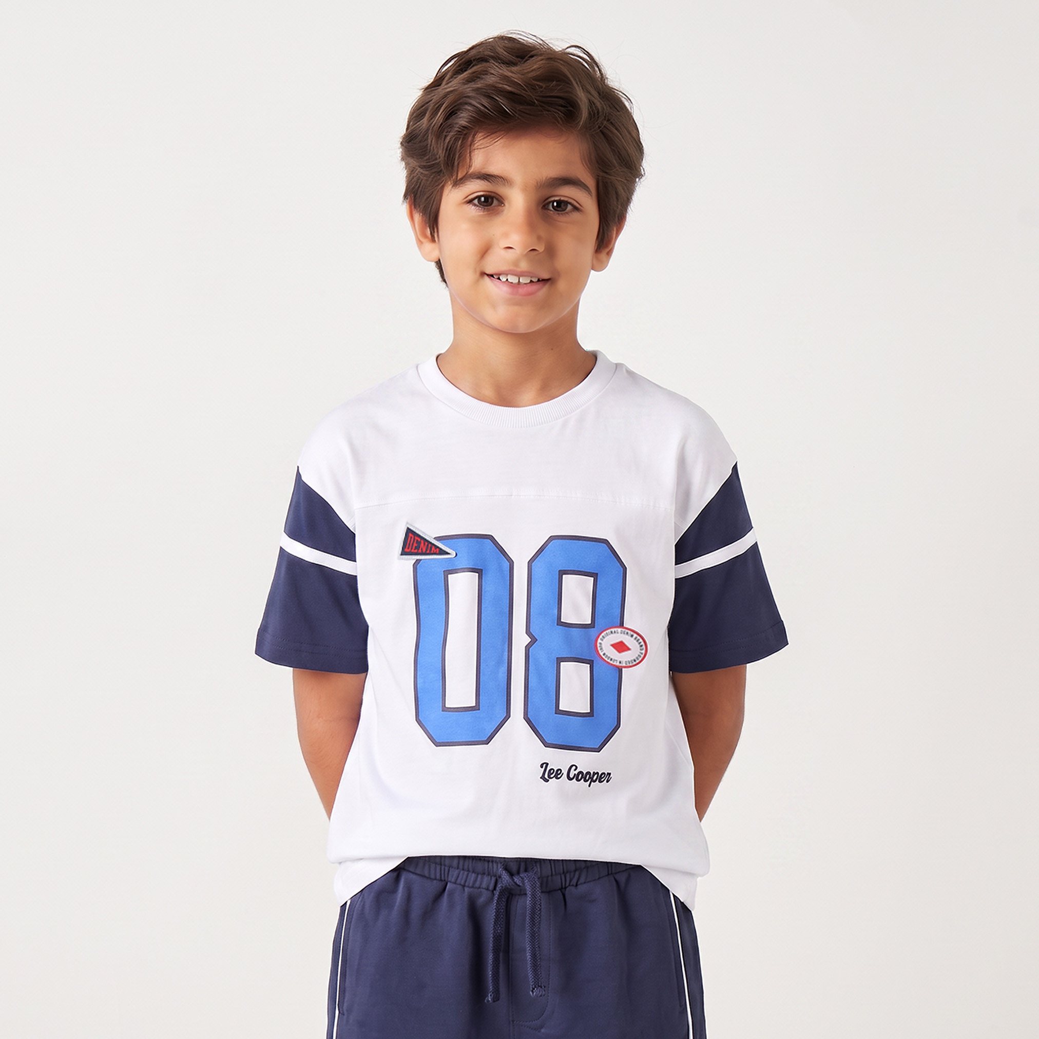 Lee Cooper Crew Neck Short Sleeves T-shirt and Shorts Set with Varsity Print-boys-clothing-setsandcoords-image-3