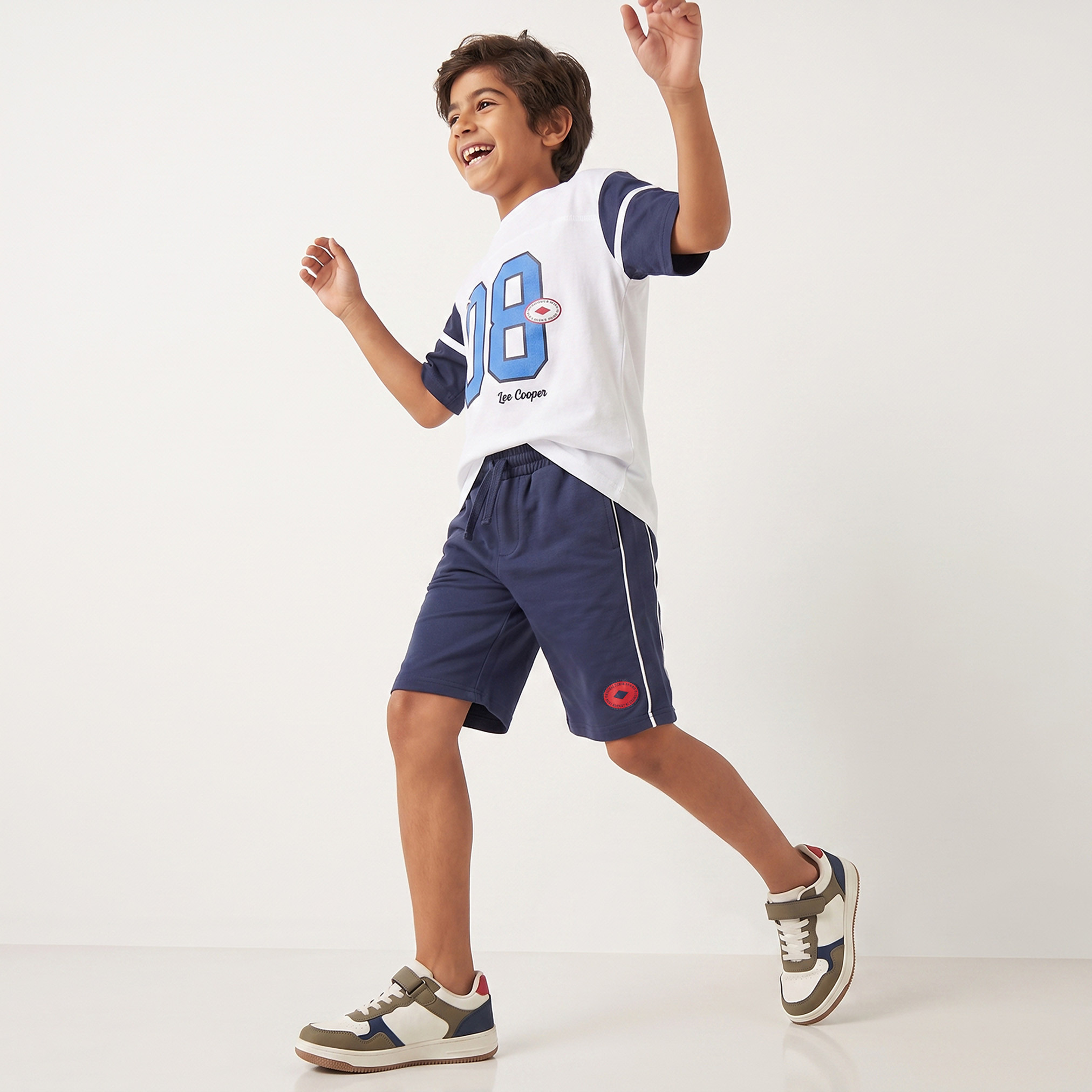 Lee Cooper Crew Neck Short Sleeves T-shirt and Shorts Set with Varsity Print-boys-clothing-setsandcoords-image-5