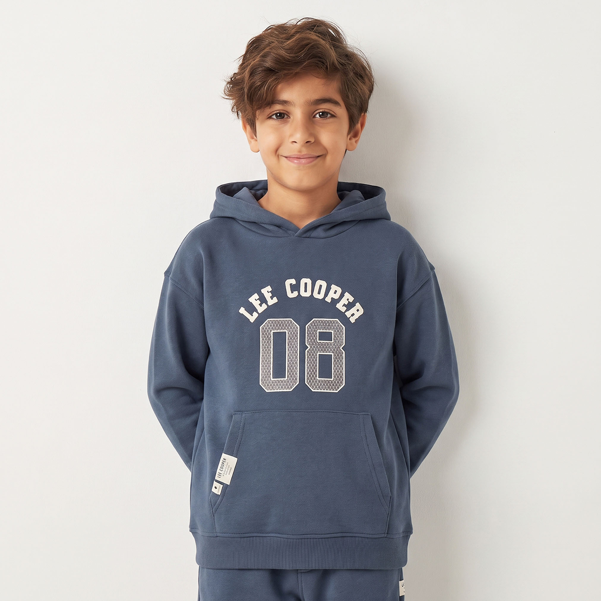 Lee Cooper Hooded Neck Long Sleeves Sweatshirt and Pants Set with Logo Print-boys-clothing-setsandcoords-image-3