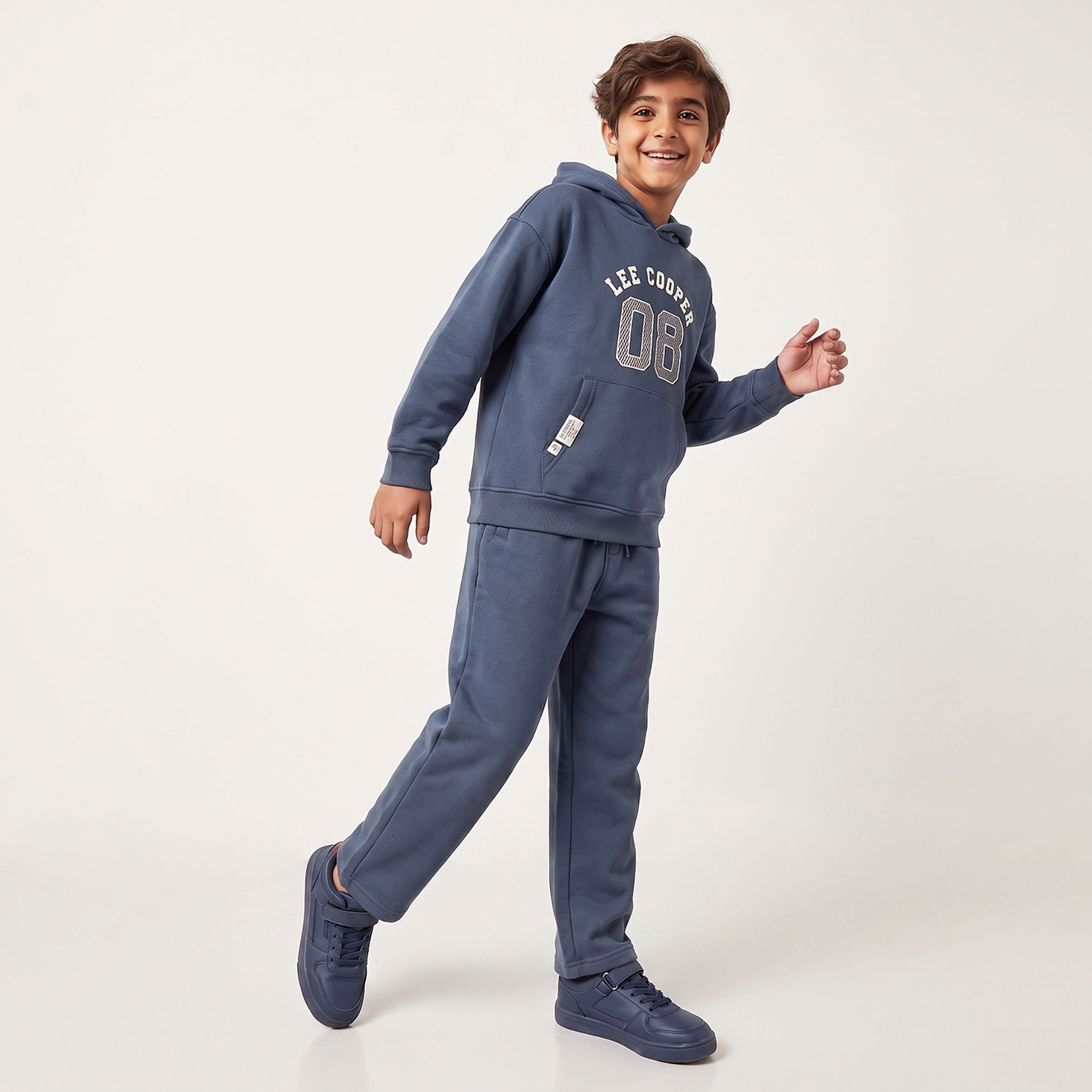 Lee Cooper Hooded Neck Long Sleeves Sweatshirt and Pants Set with Logo Print-boys-clothing-setsandcoords-image-7