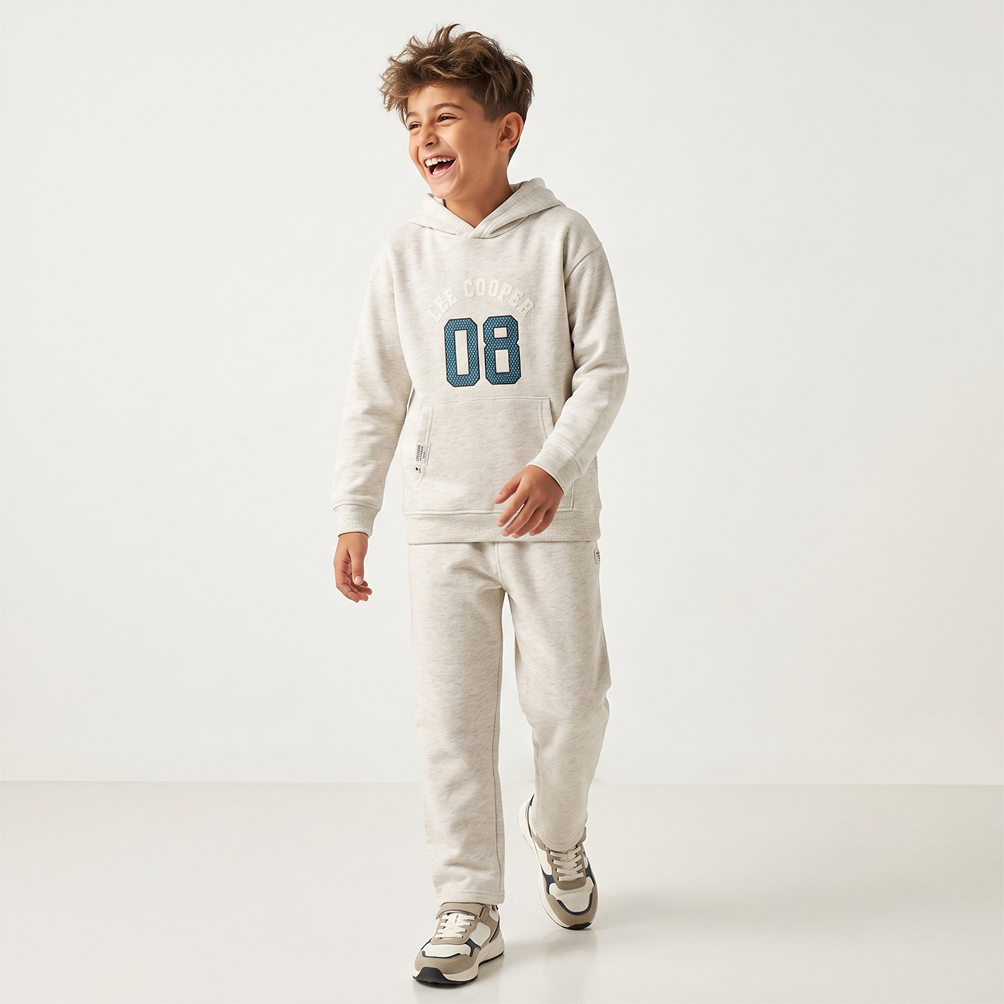 Lee Cooper Hooded Long Sleeves Hoodie and Track Pants Set with Varsity Print-boys-clothing-setsandcoords-image-1