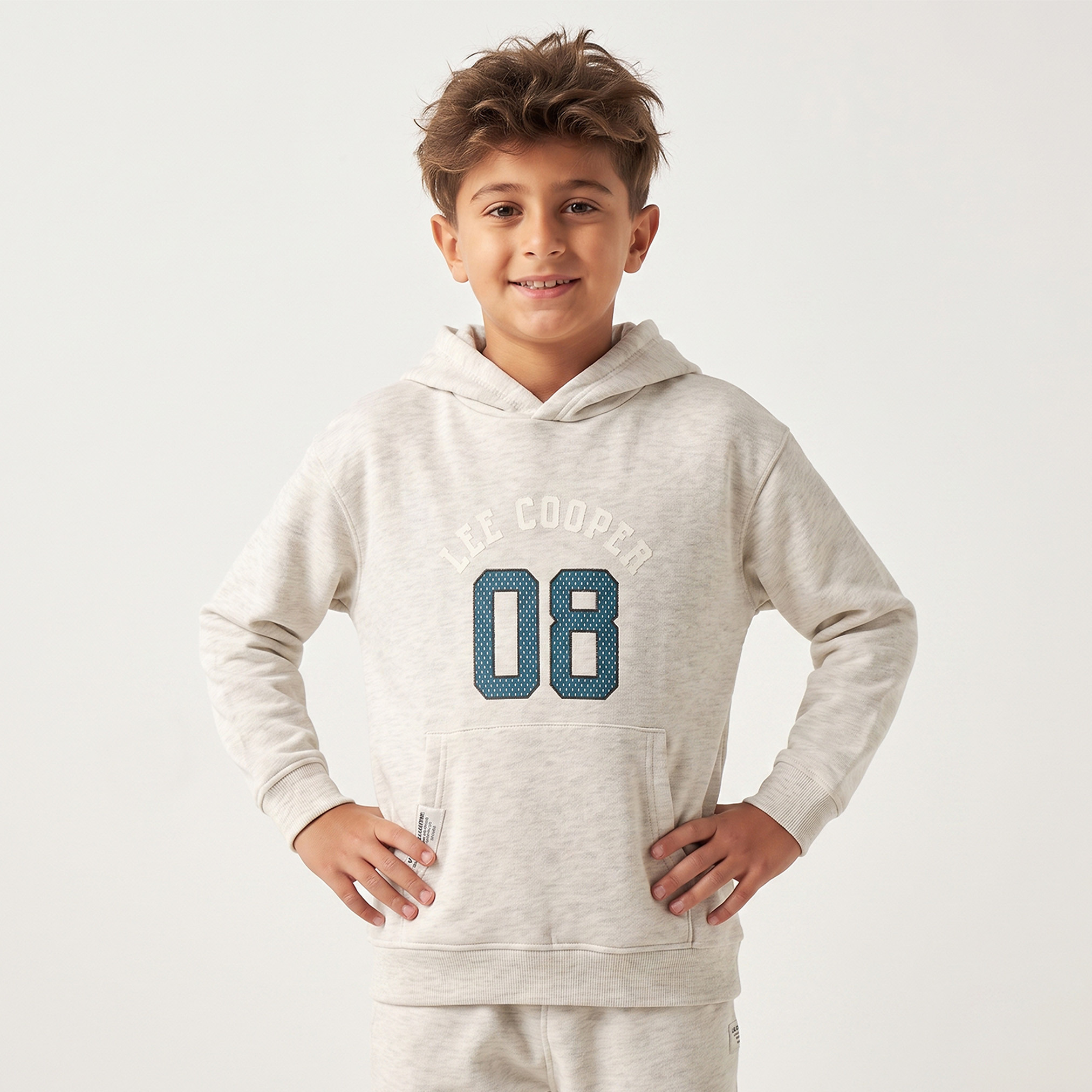 Lee Cooper Hooded Long Sleeves Hoodie and Track Pants Set with Varsity Print-boys-clothing-setsandcoords-image-2
