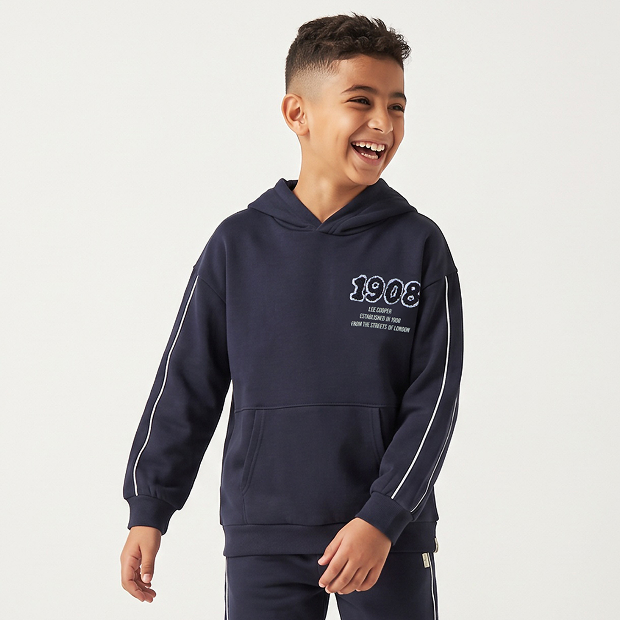 Lee Cooper Hooded Neck Long Sleeves Sweatshirt and Track Pant Set with Drawstring Closure-boys-clothing-setsandcoords-image-1