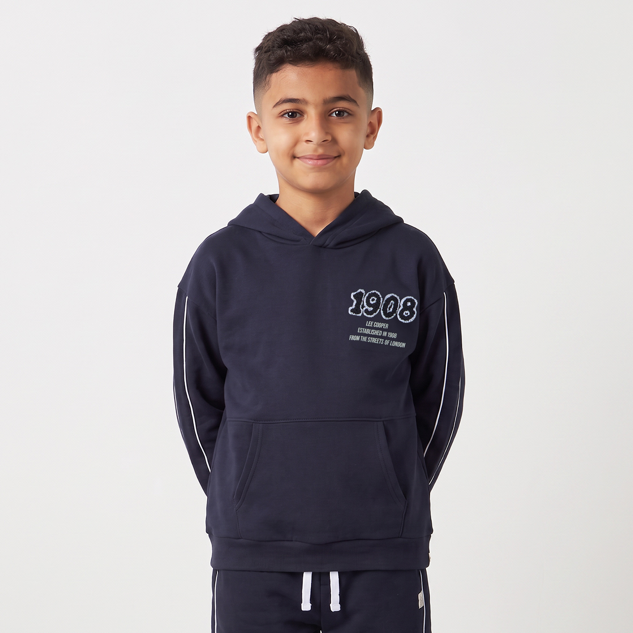 Lee Cooper Hooded Neck Long Sleeves Sweatshirt and Track Pant Set with Drawstring Closure-boys-clothing-setsandcoords-image-3