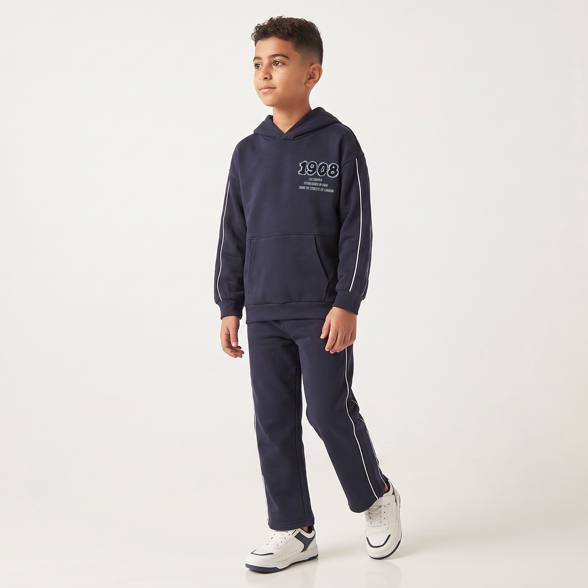 Lee Cooper Hooded Neck Long Sleeves Sweatshirt and Track Pant Set with Drawstring Closure-boys-clothing-setsandcoords-image-5