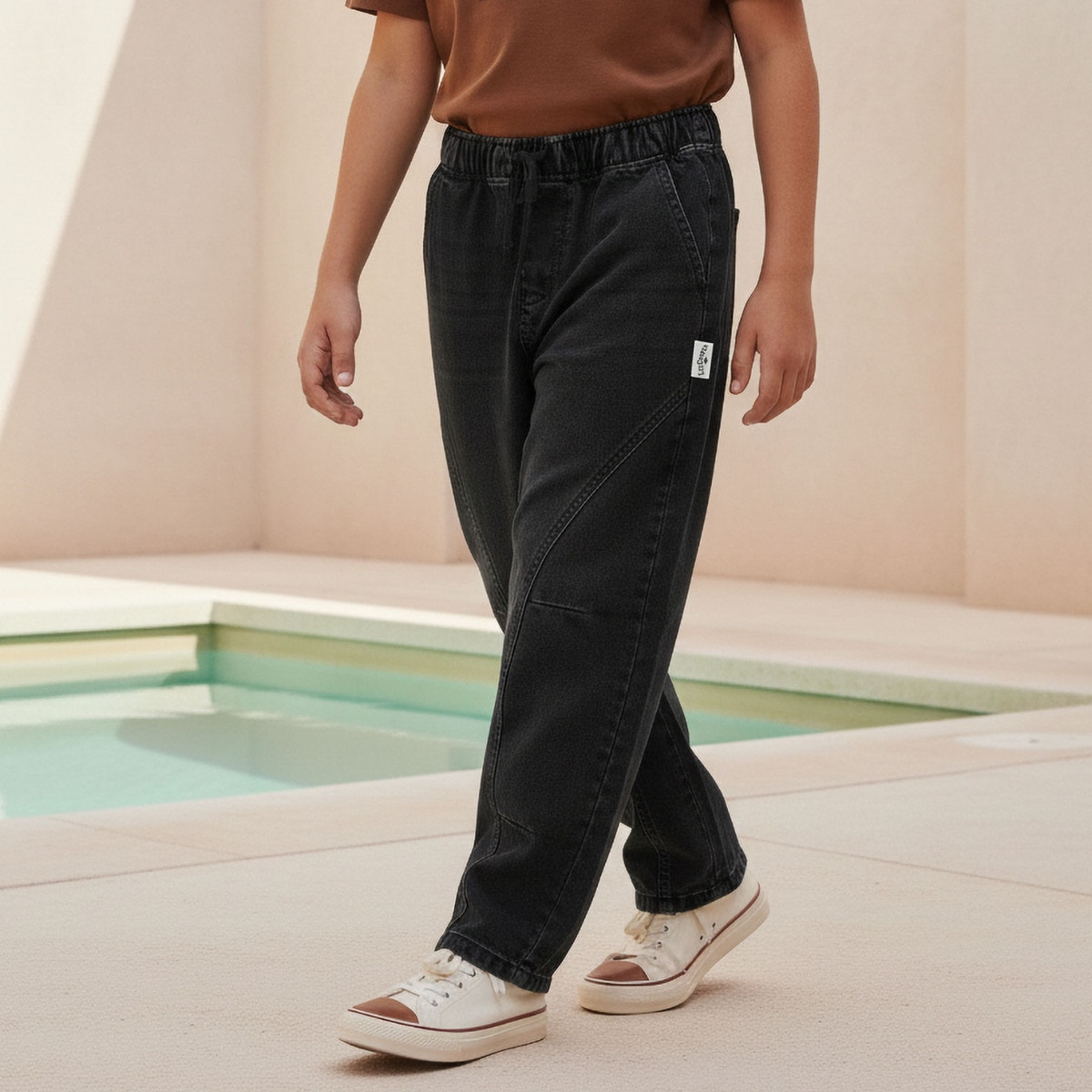 Lee Cooper Mid-Rise Jeans with Drawstring Waistband-boys-clothing-bottoms-jeans-image-1