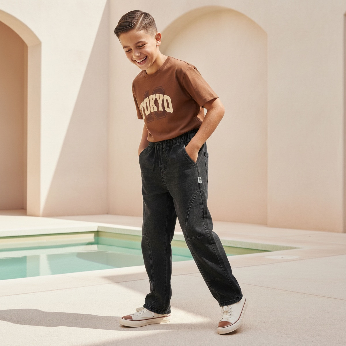 Lee Cooper Mid-Rise Jeans with Drawstring Waistband-boys-clothing-bottoms-jeans-image-2