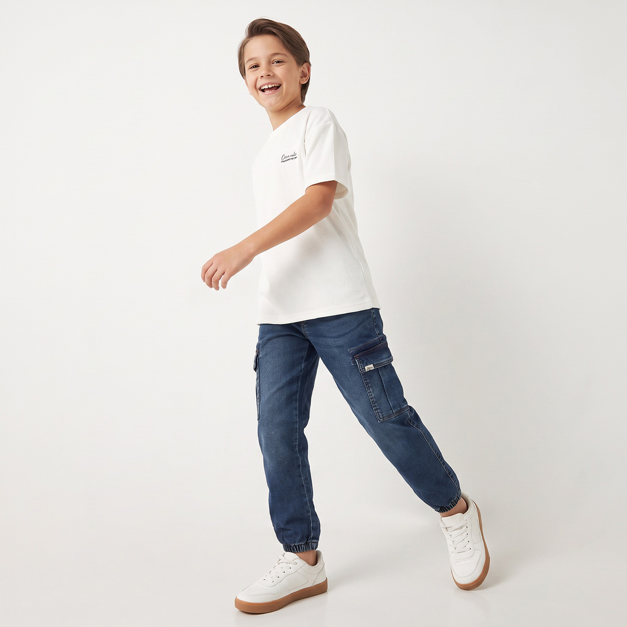 Lee Cooper Cotton Cargo Jeans with Elasticated Drawstring Waist-boys-clothing-bottoms-jeans-image-5