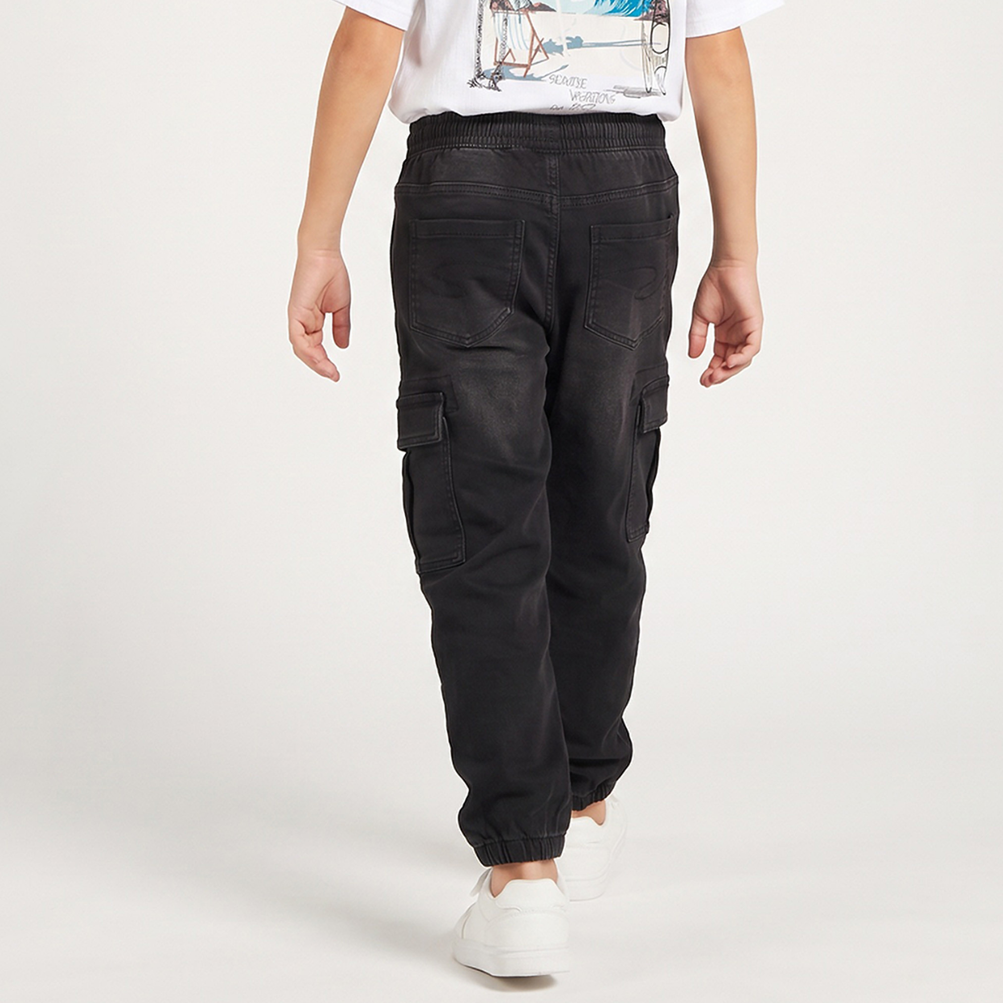 Lee Cooper Cotton Cargo Jeans with Elasticated Drawstring Waist-boys-clothing-bottoms-jeans-image-2