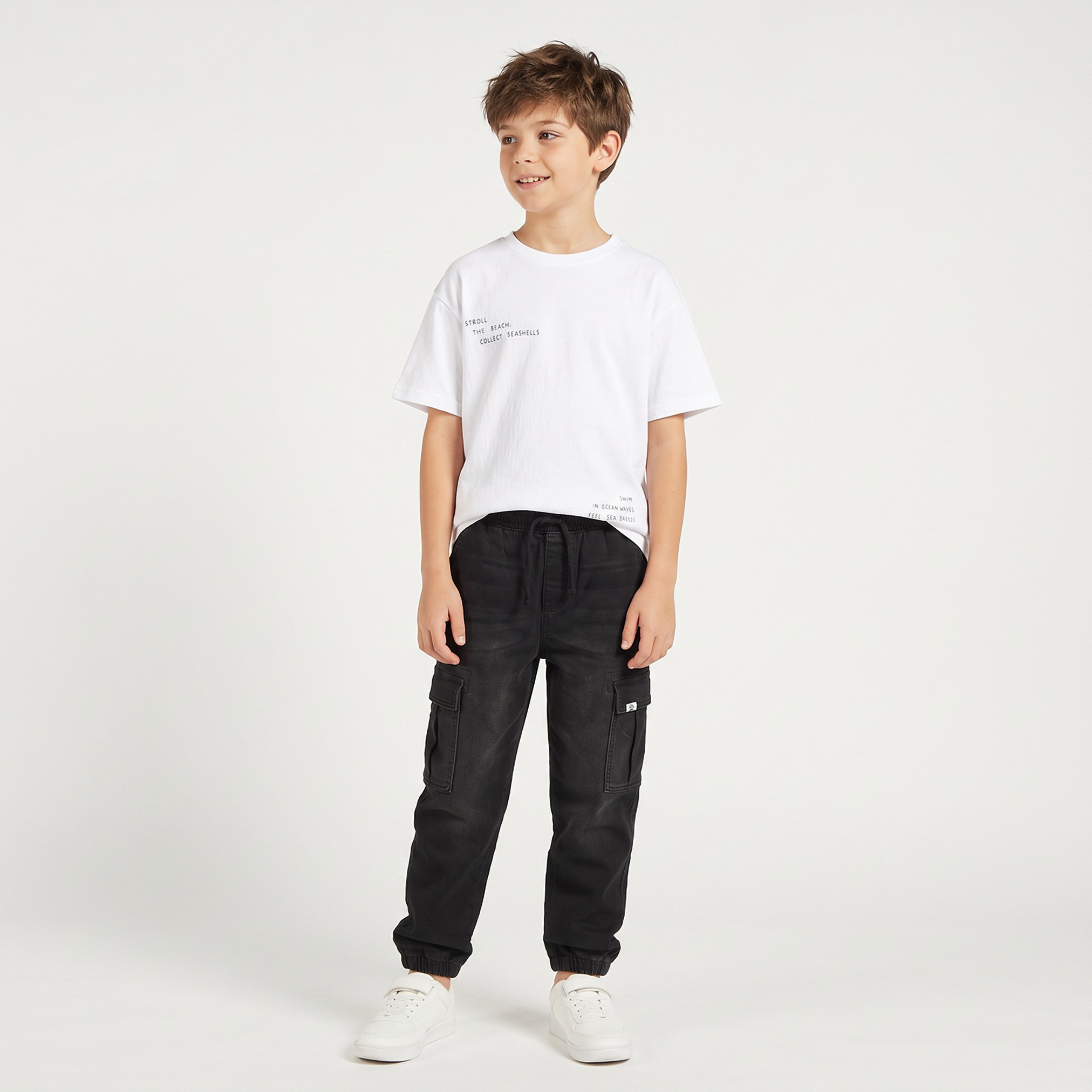 Lee Cooper Cotton Cargo Jeans with Elasticated Drawstring Waist-boys-clothing-bottoms-jeans-image-3