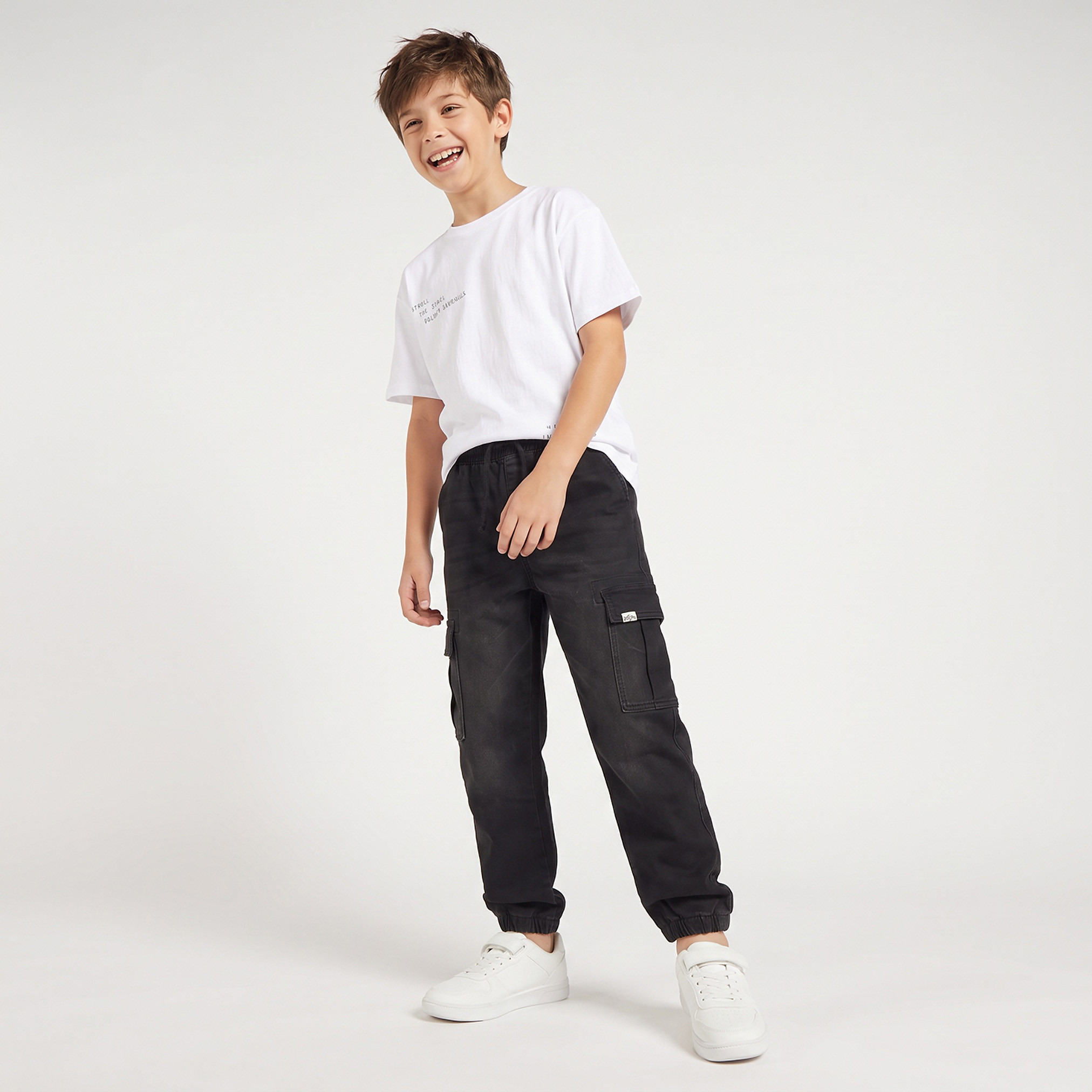 Lee Cooper Cotton Cargo Jeans with Elasticated Drawstring Waist-boys-clothing-bottoms-jeans-image-5