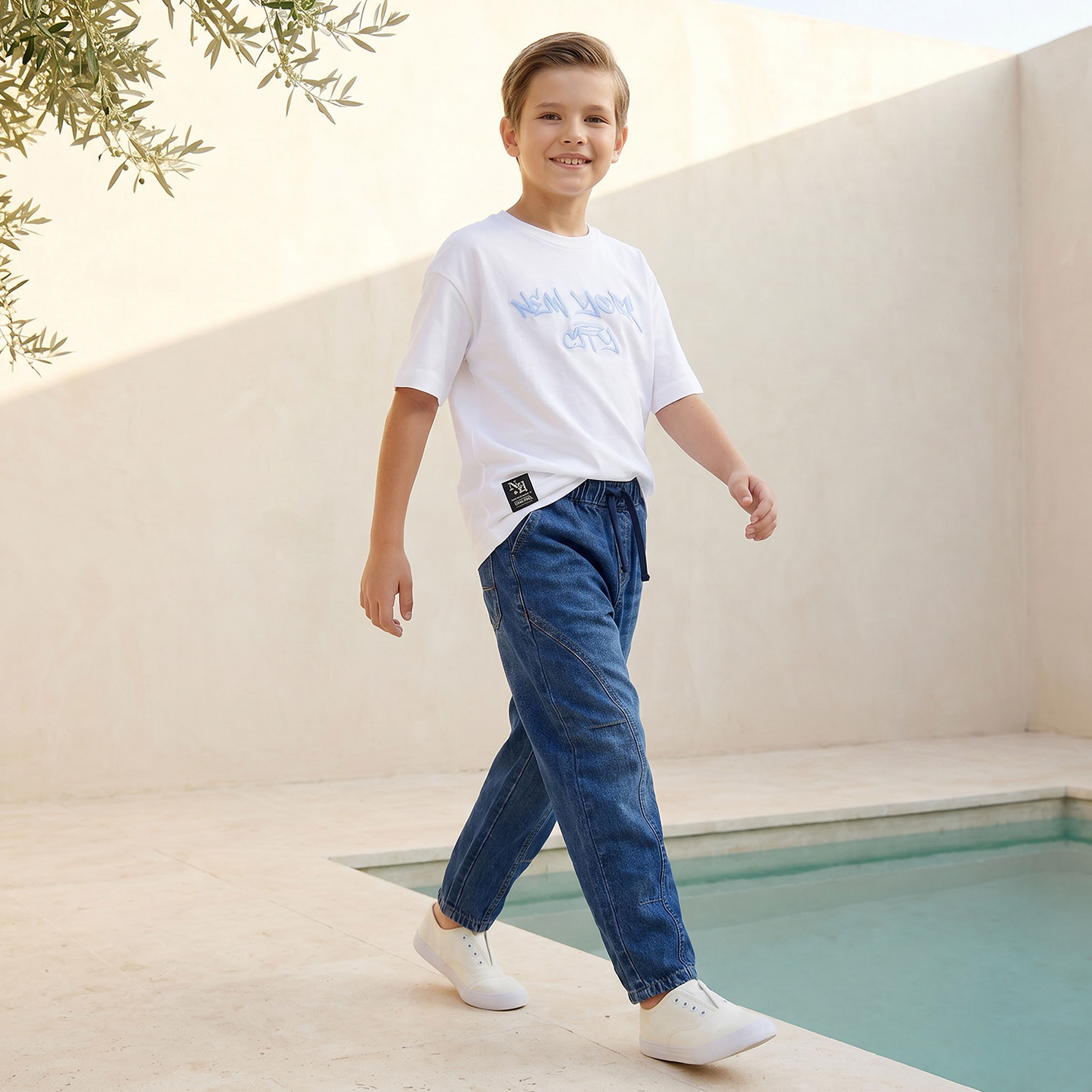 Lee Cooper Drawstring Waistband Jeans with Pockets-boys-clothing-bottoms-jeans-image-5