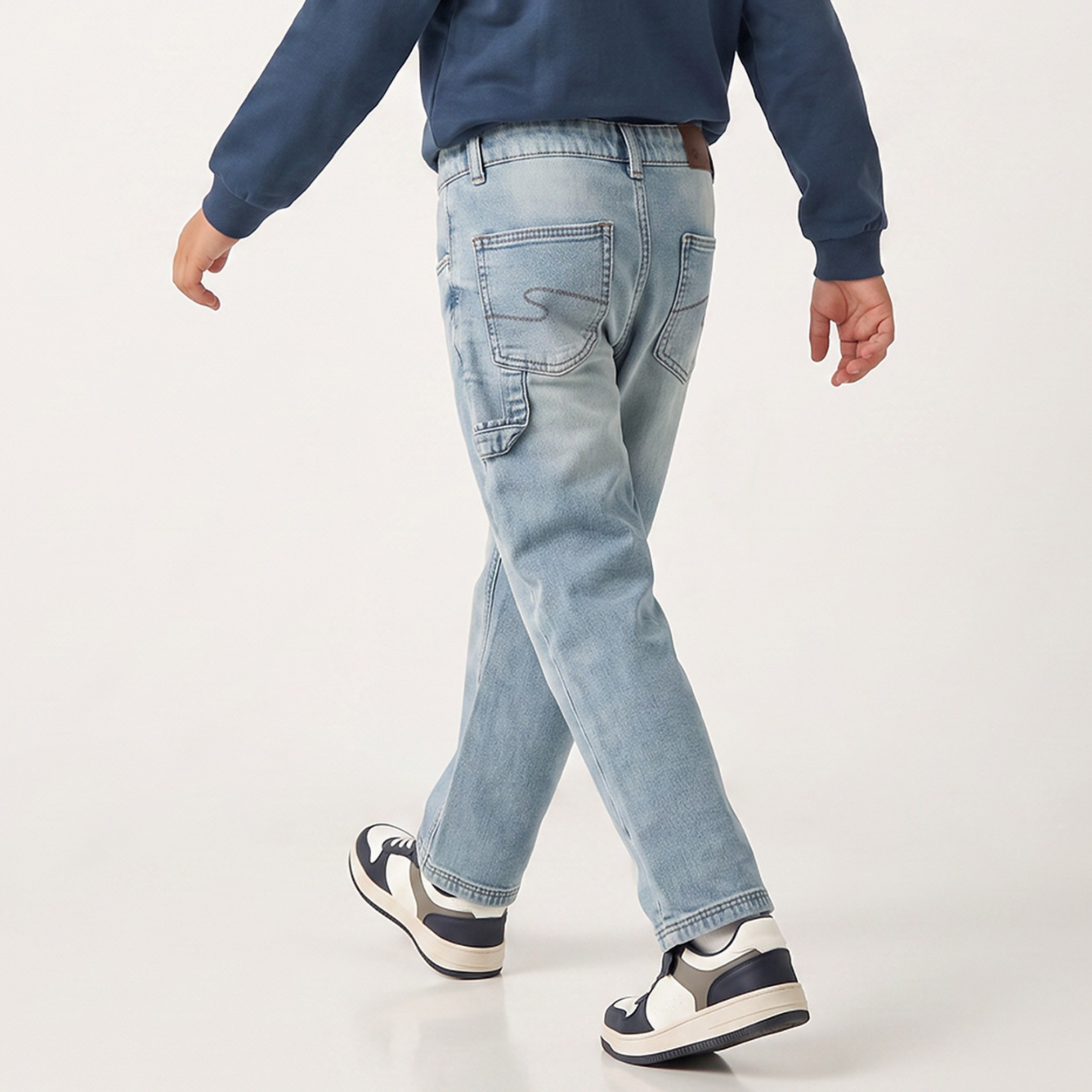 Juniors Washed Mid-Rise Loose Fit Jeans with Pocket-boys-clothing-bottoms-jeans-image-2