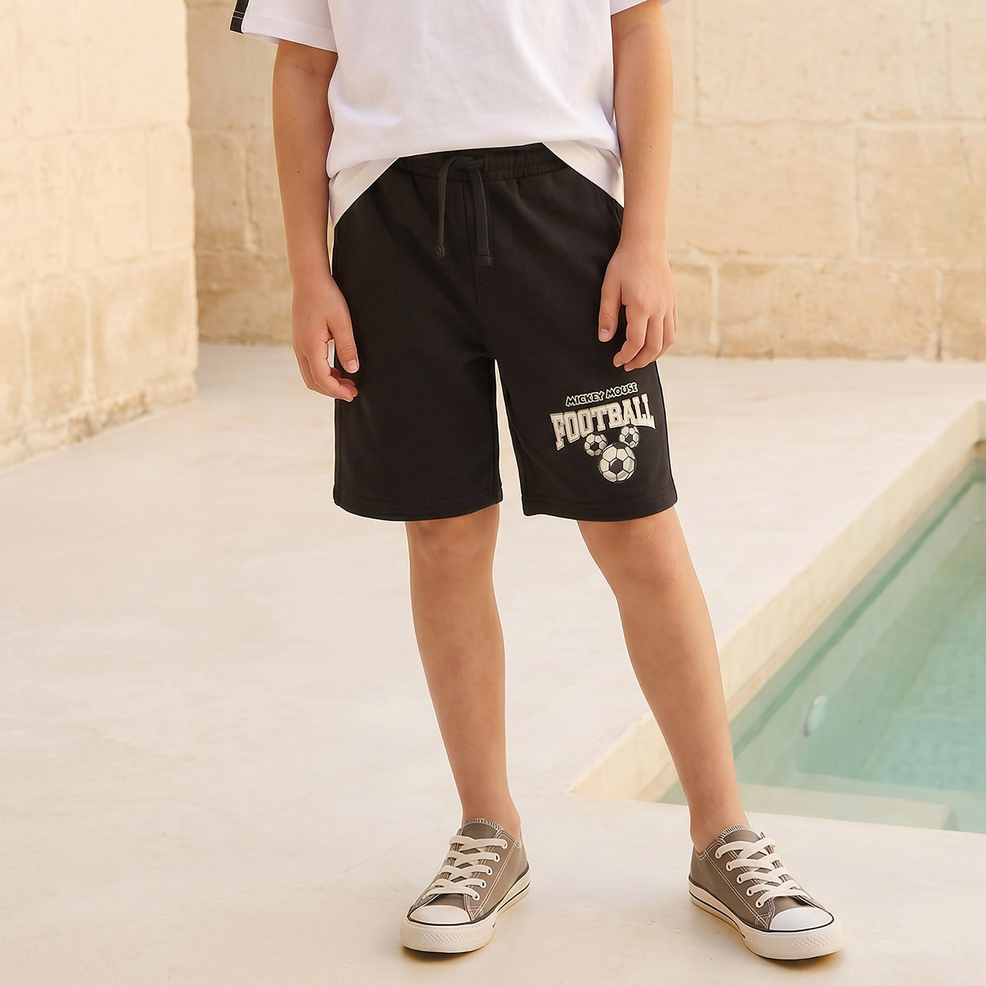 Disney Crew Neck Short Sleeves T-shirt and Shorts Set with Mickey Mouse Print-boys-clothing-setsandcoords-image-3