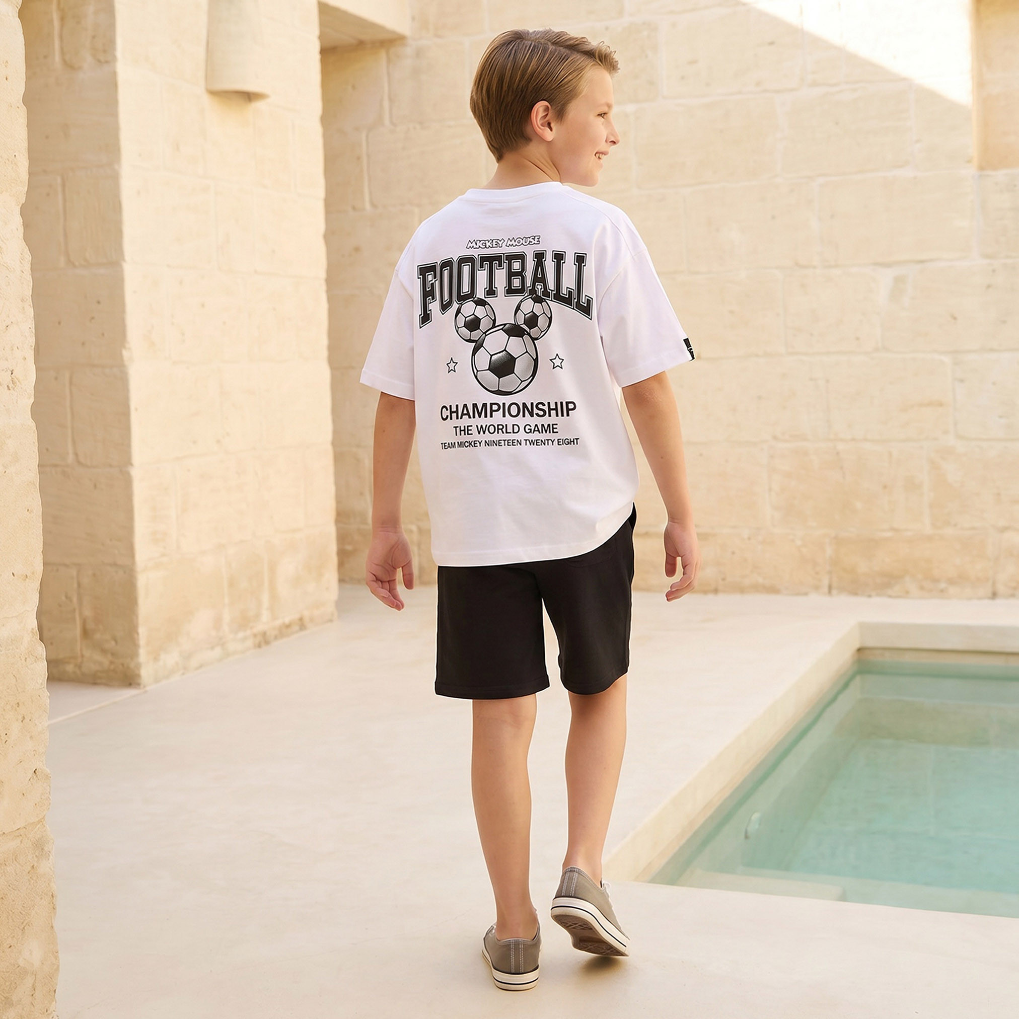 Disney Crew Neck Short Sleeves T-shirt and Shorts Set with Mickey Mouse Print-boys-clothing-setsandcoords-image-4