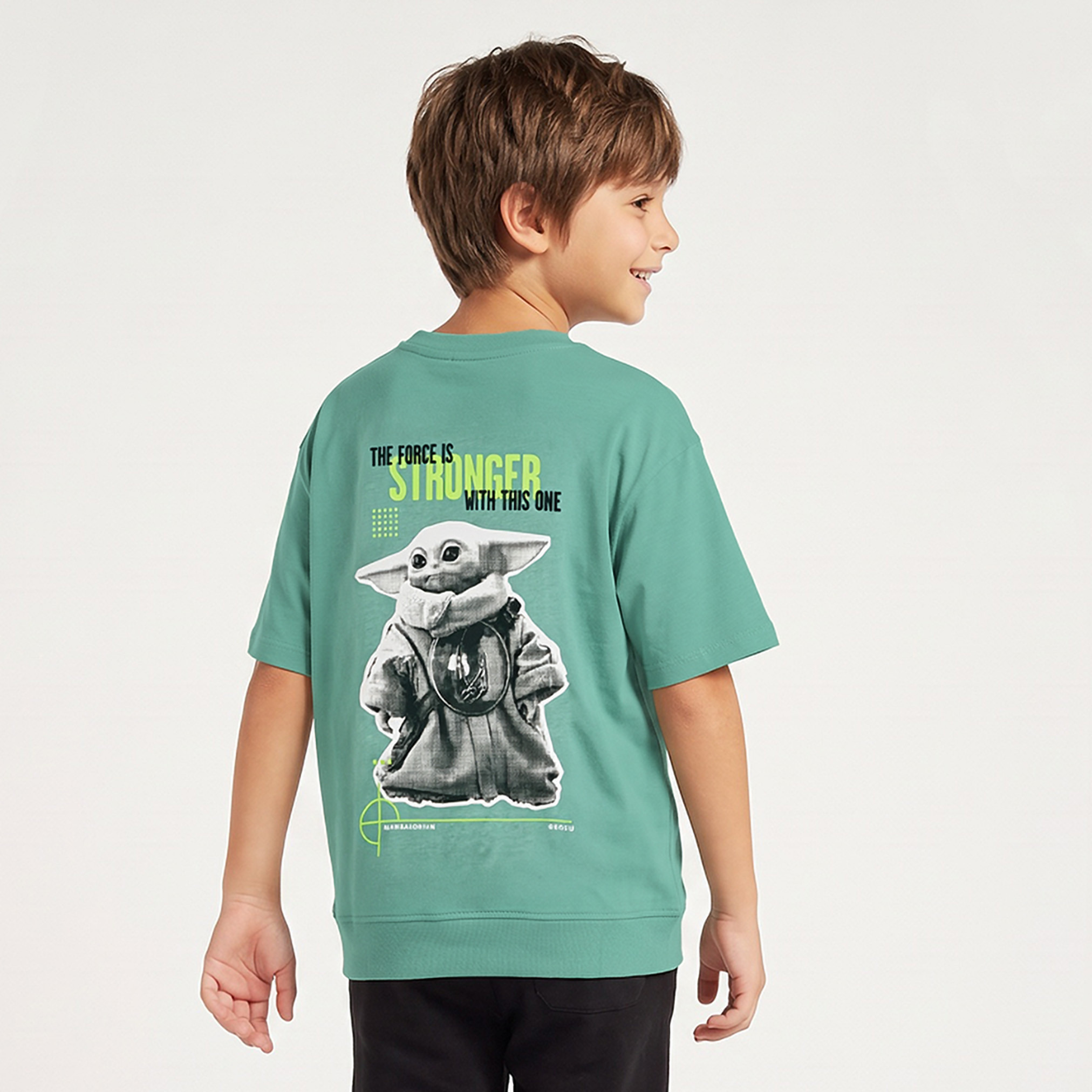 Disney Crew Neck Short Sleeves T-shirt with Grogu Print-boys-clothing-tshirtsandpolos-image-2