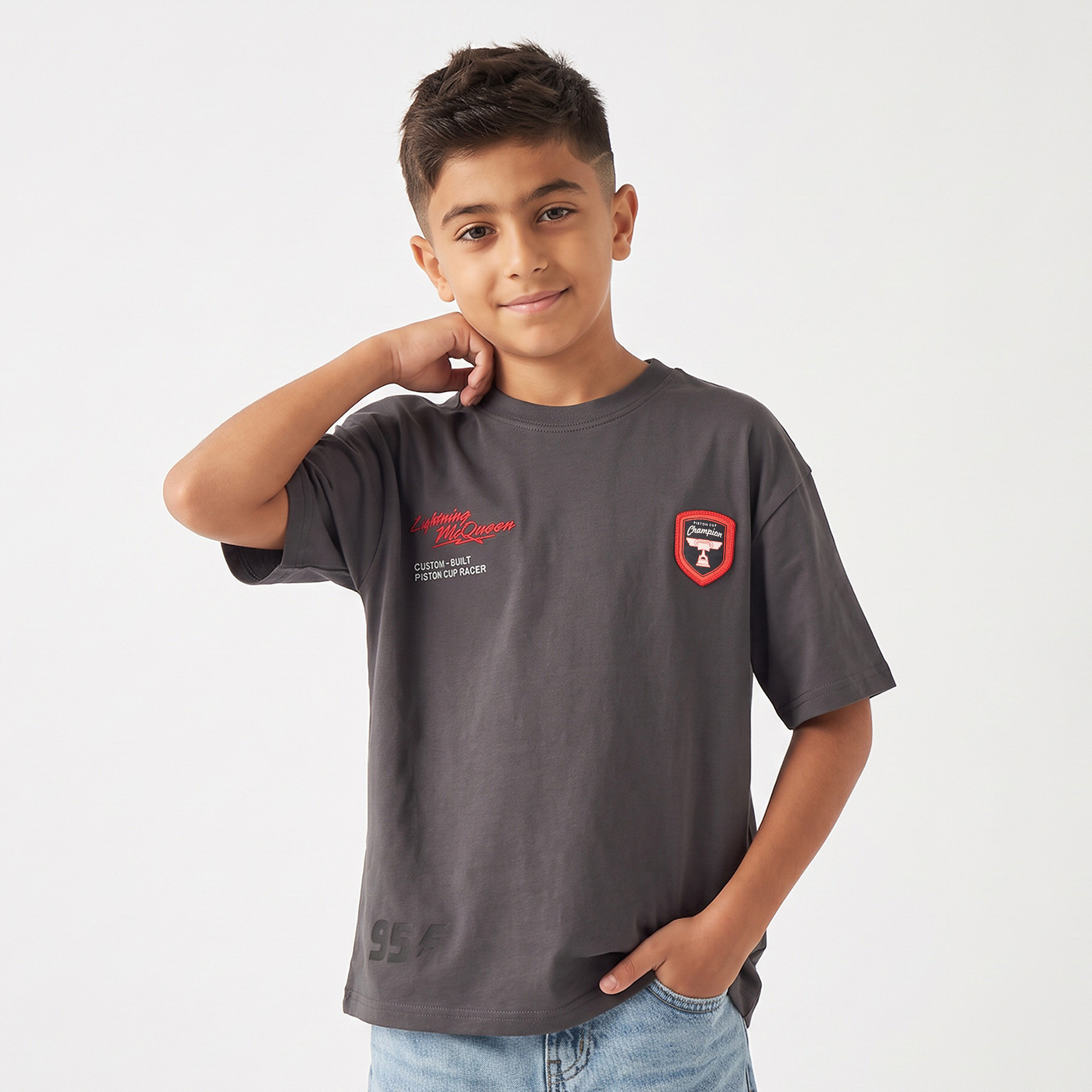 Disney Crew Neck Short Sleeves T-shirt with Lightning McQueen Print-boys-clothing-tshirtsandpolos-image-1