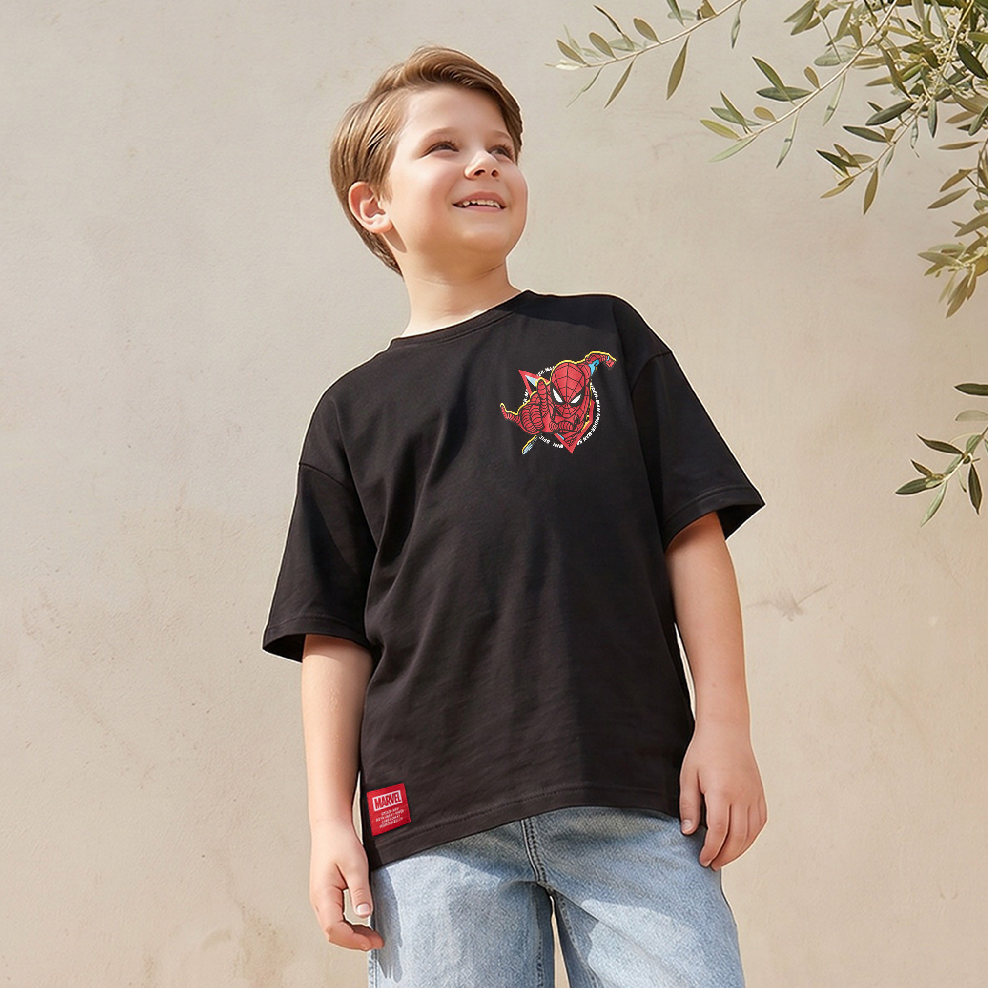 Crew Neck Short Sleeves T-shirt with Spider-Man Print-boys-clothing-tshirtsandpolos-image-1