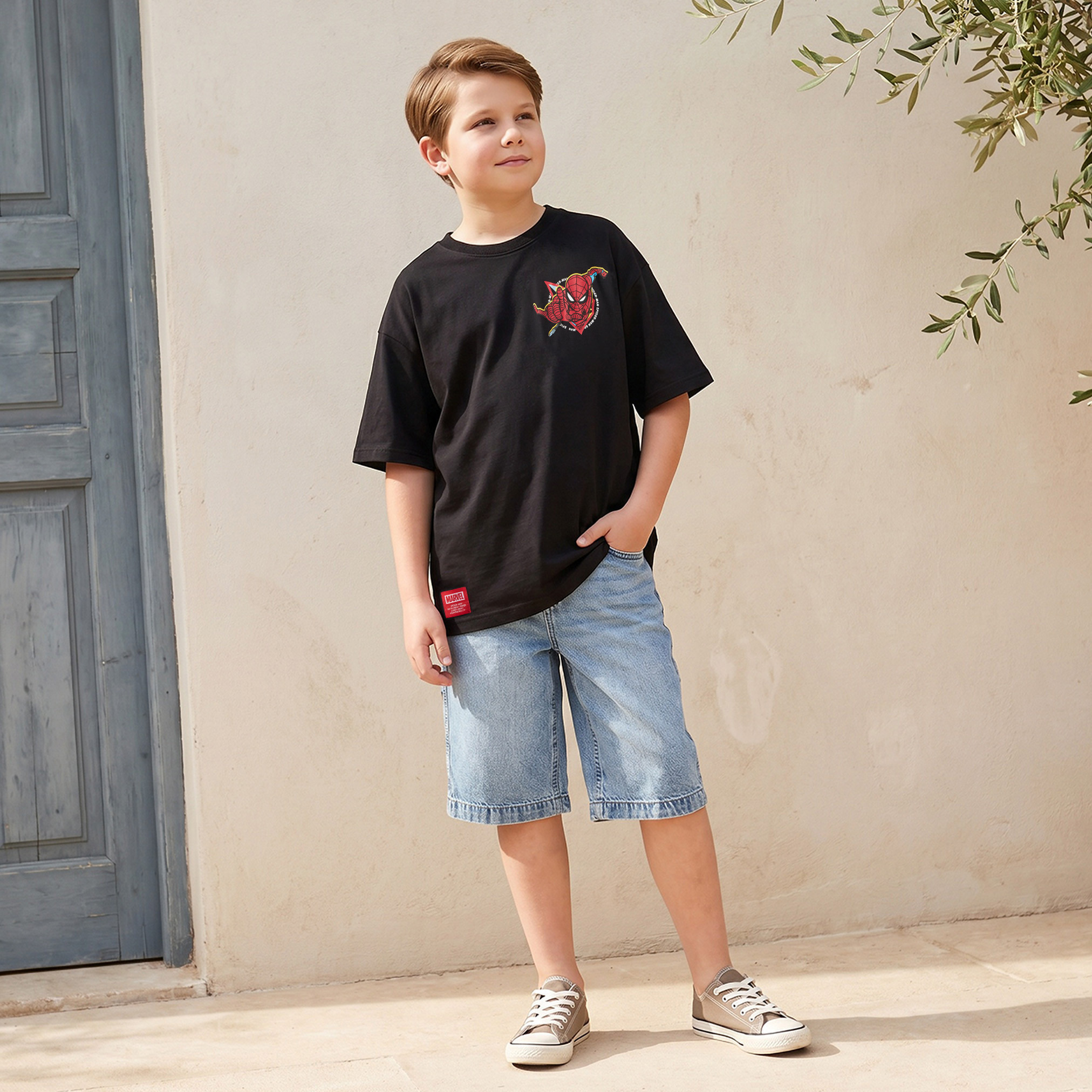Crew Neck Short Sleeves T-shirt with Spider-Man Print-boys-clothing-tshirtsandpolos-image-2
