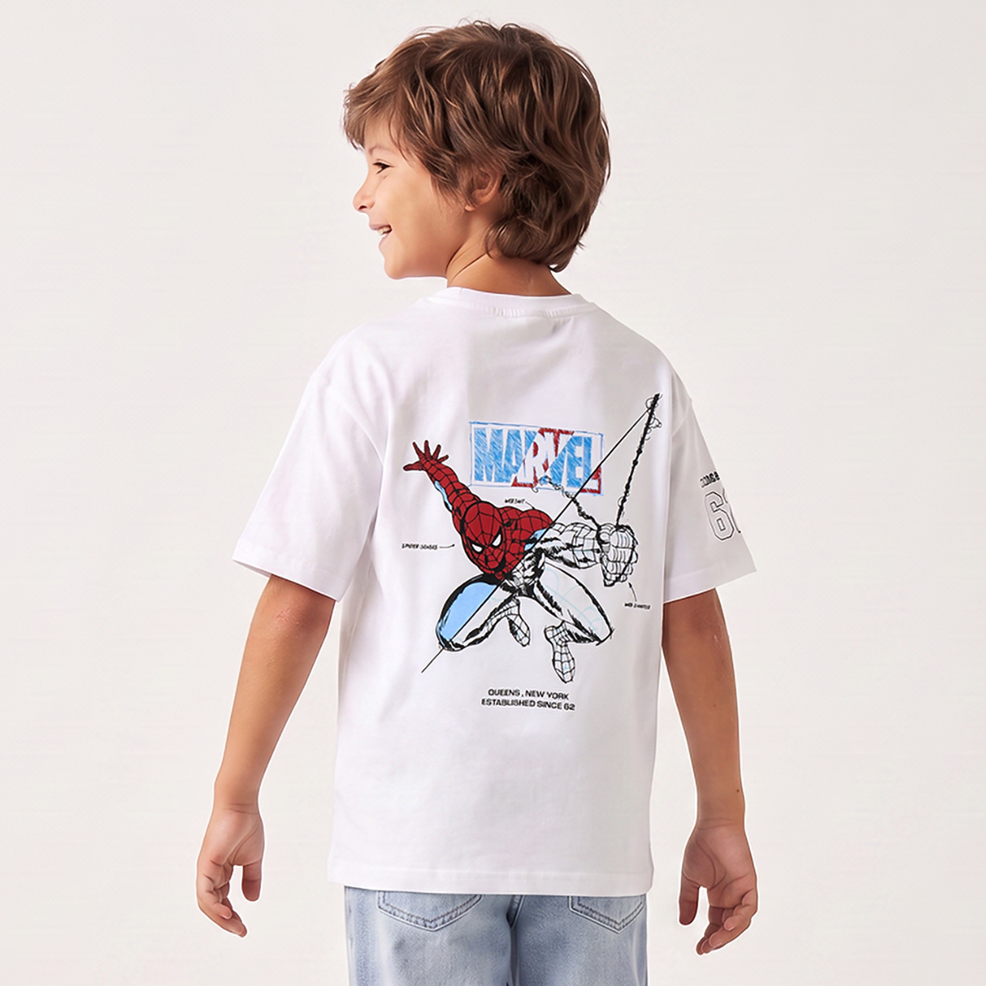 Crew Neck Short Sleeves T-shirt with Spider-Man Print-boys-clothing-tshirtsandpolos-image-3