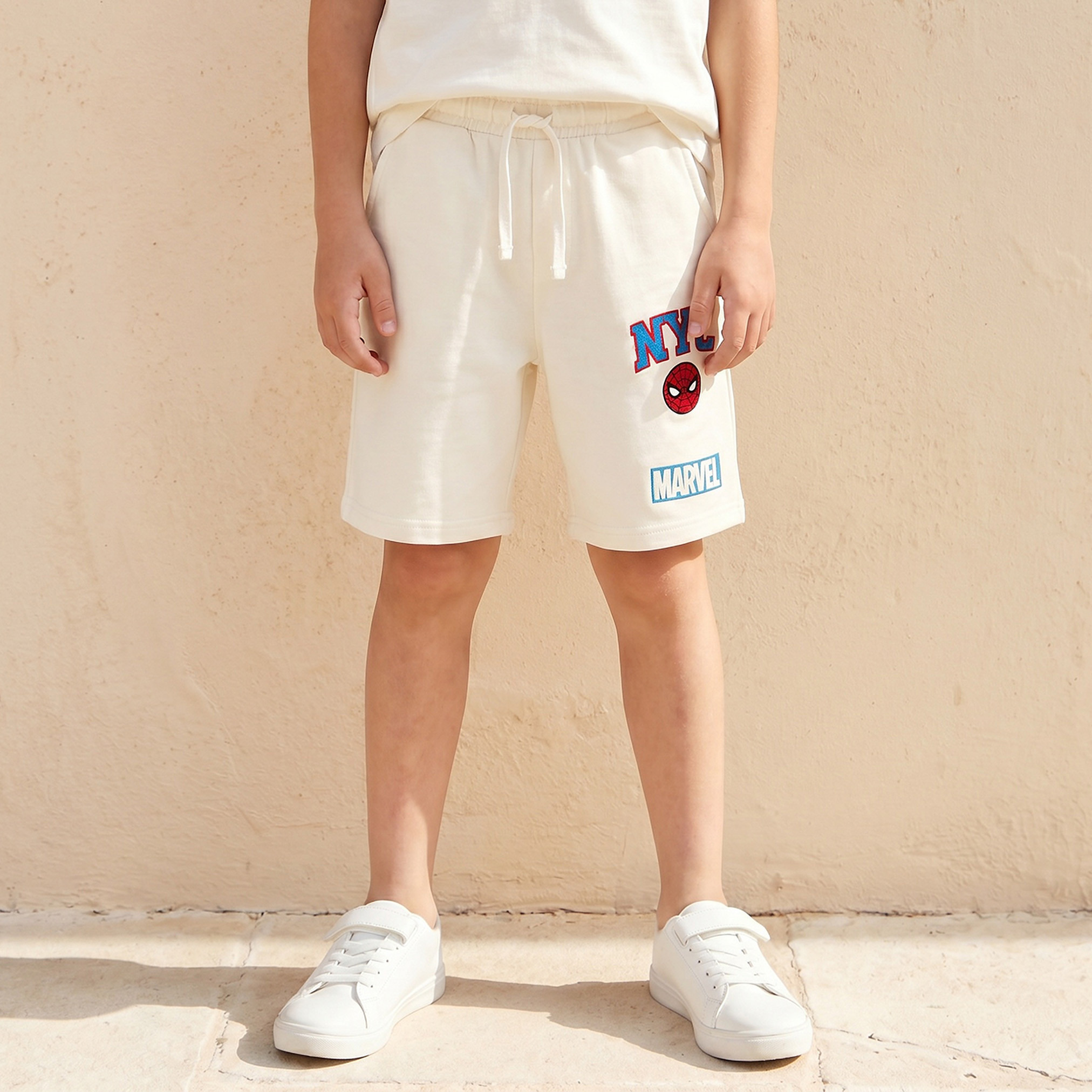 Crew Neck Short Sleeves T-shirt and Shorts Set with Spider-Man Embroidery-boys-clothing-setsandcoords-image-3