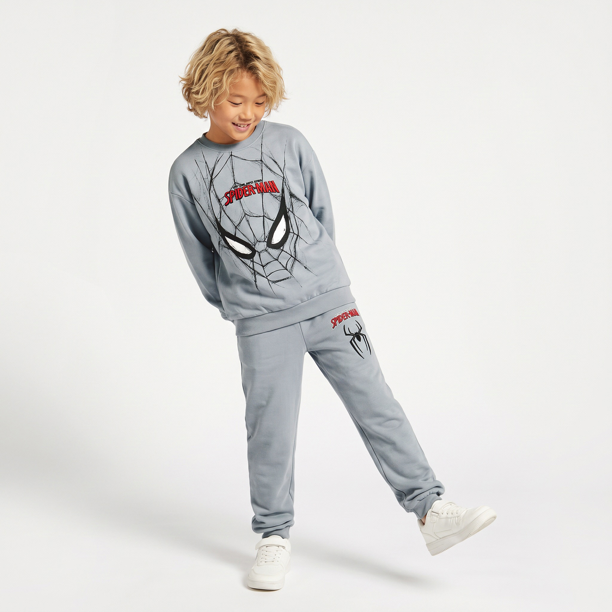 Crew Neck Long Sleeves Sweatshirt and Joggers Set with Spider-Man Print-boys-clothing-setsandcoords-image-1