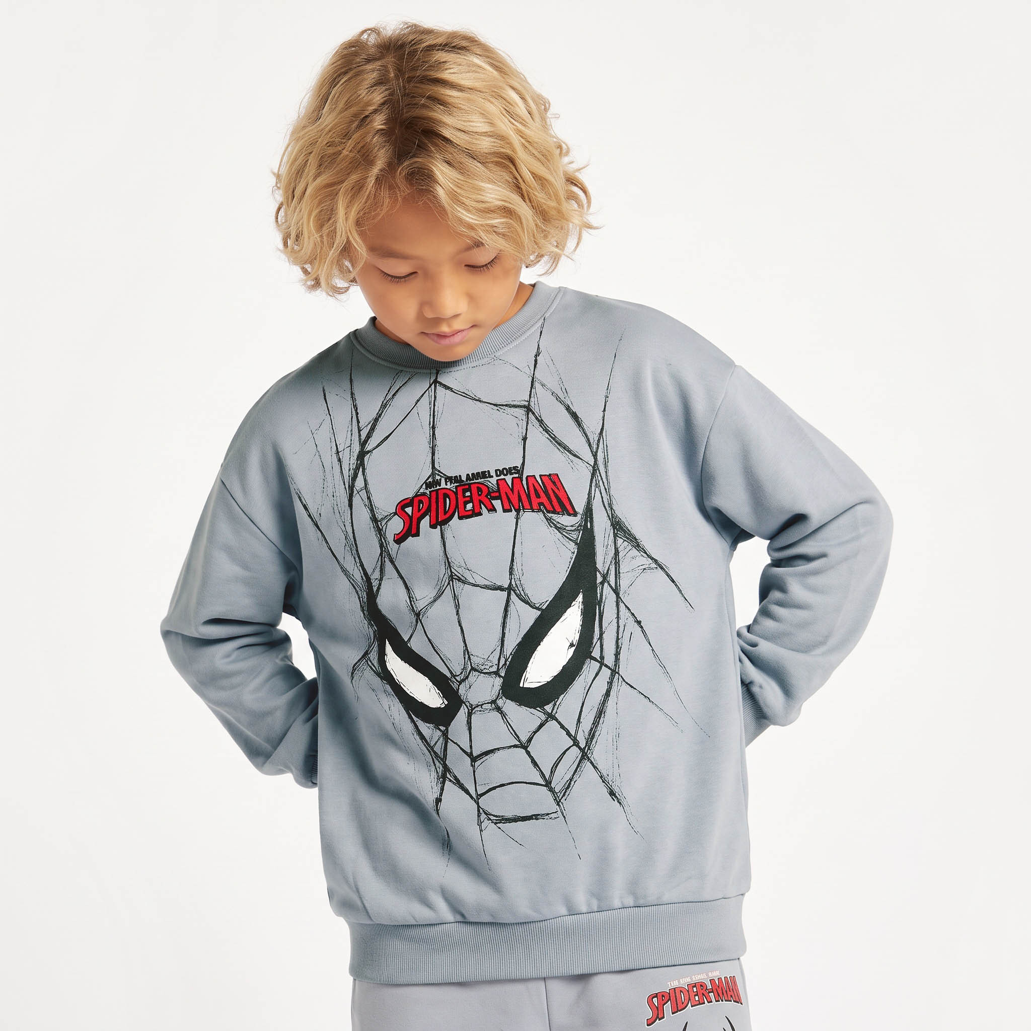 Crew Neck Long Sleeves Sweatshirt and Joggers Set with Spider-Man Print-boys-clothing-setsandcoords-image-2