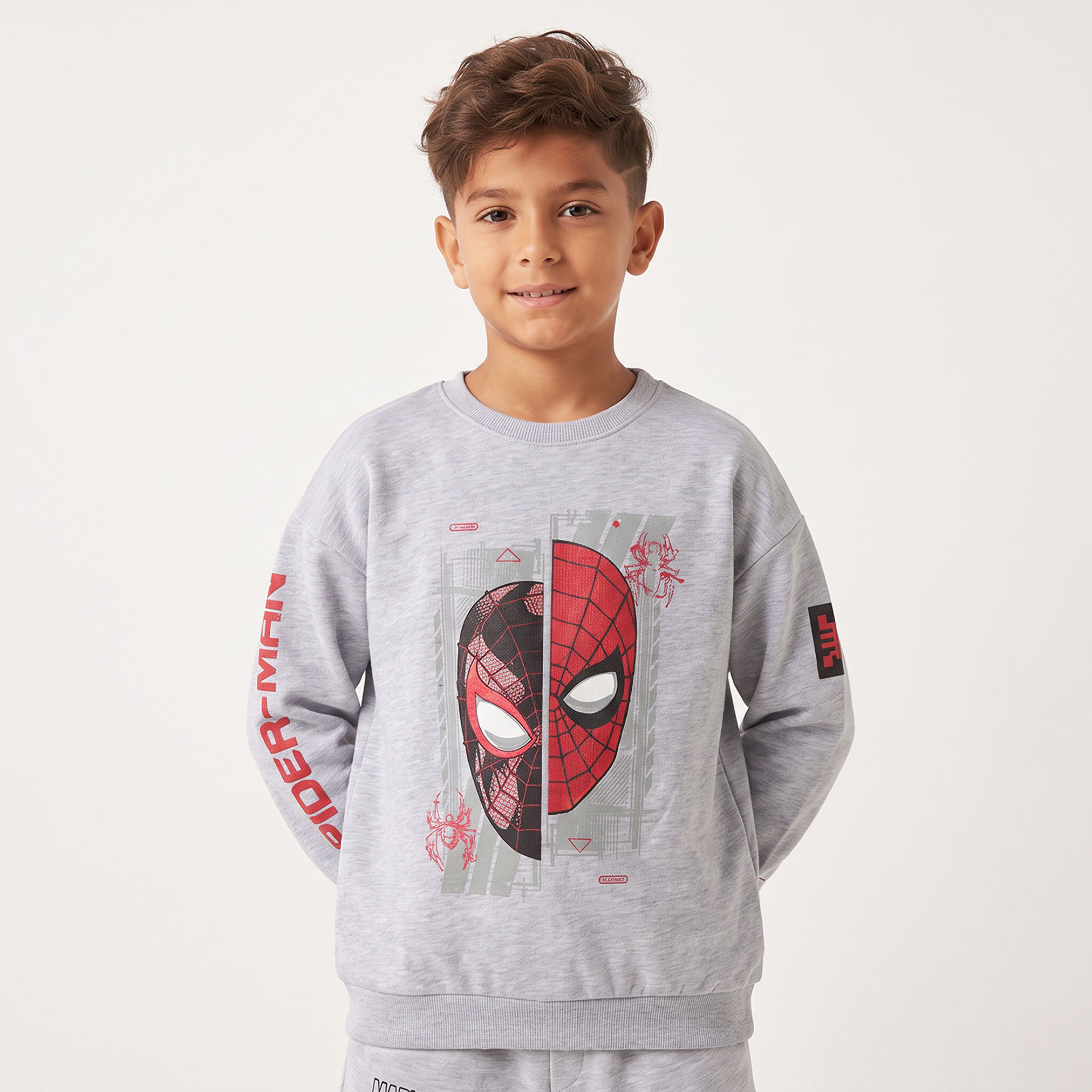 Crew Neck Long Sleeves Sweatshirt and Joggers Set with Spider-Man Print-boys-clothing-setsandcoords-image-2
