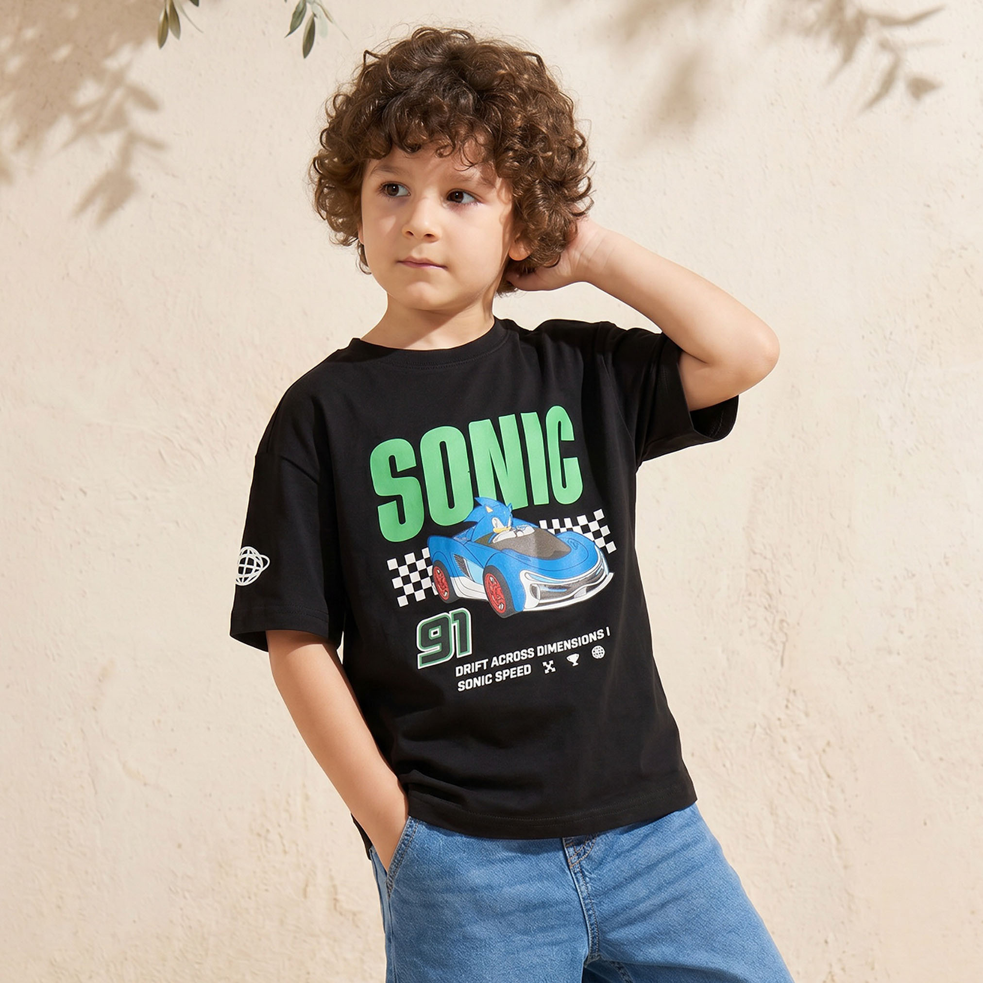 Crew Neck Short Sleeves T-shirt with Sonic the Hedgehog Print-boys-clothing-tshirtsandpolos-image-1