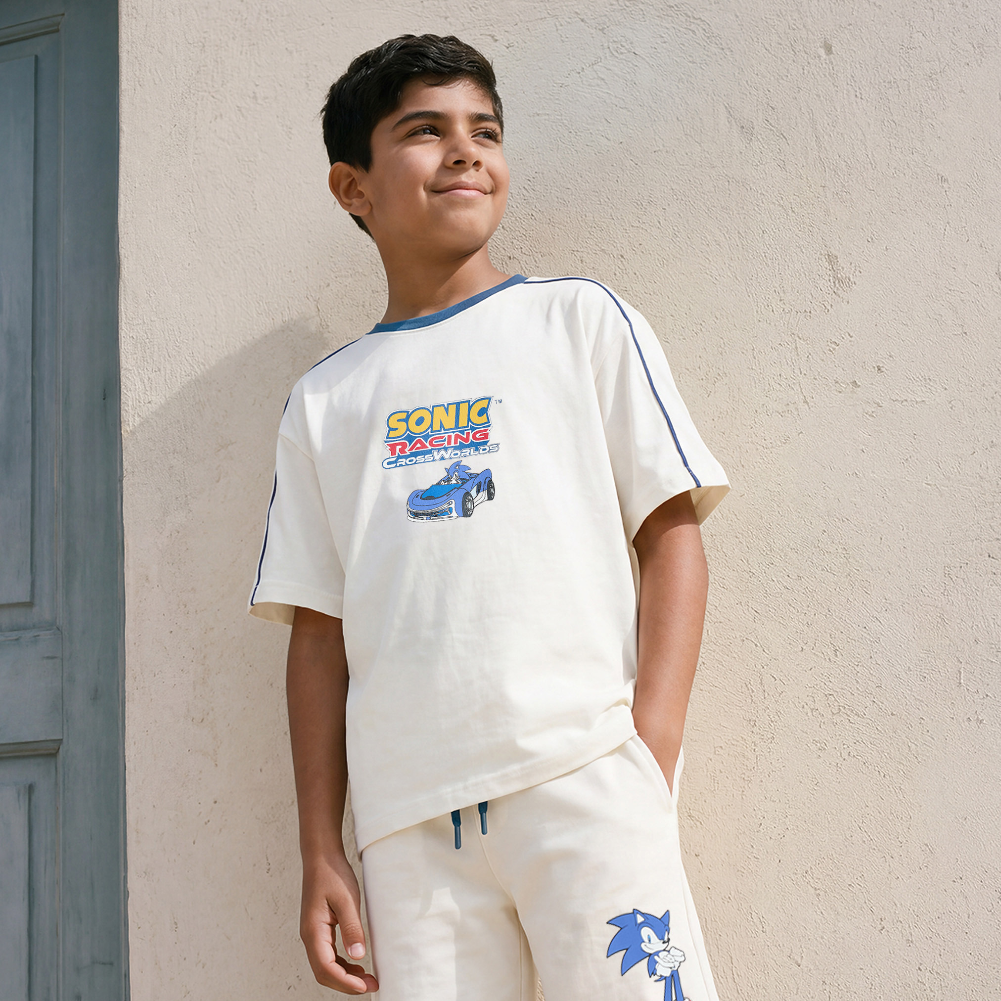 Crew Neck Short Sleeves T-shirt and Shorts Set with Sonic the Hedgehog Print-boys-clothing-setsandcoords-image-2