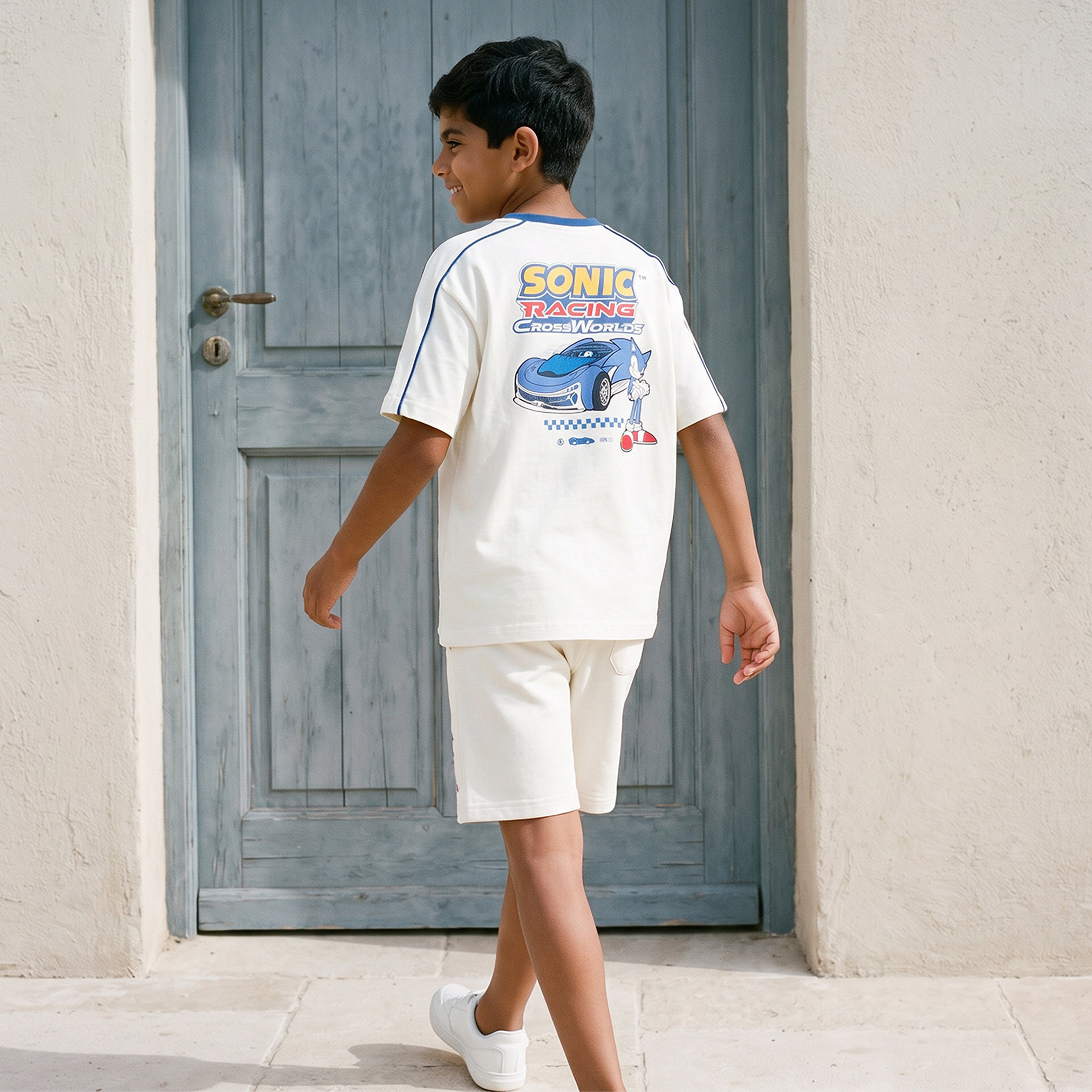 Crew Neck Short Sleeves T-shirt and Shorts Set with Sonic the Hedgehog Print-boys-clothing-setsandcoords-image-4