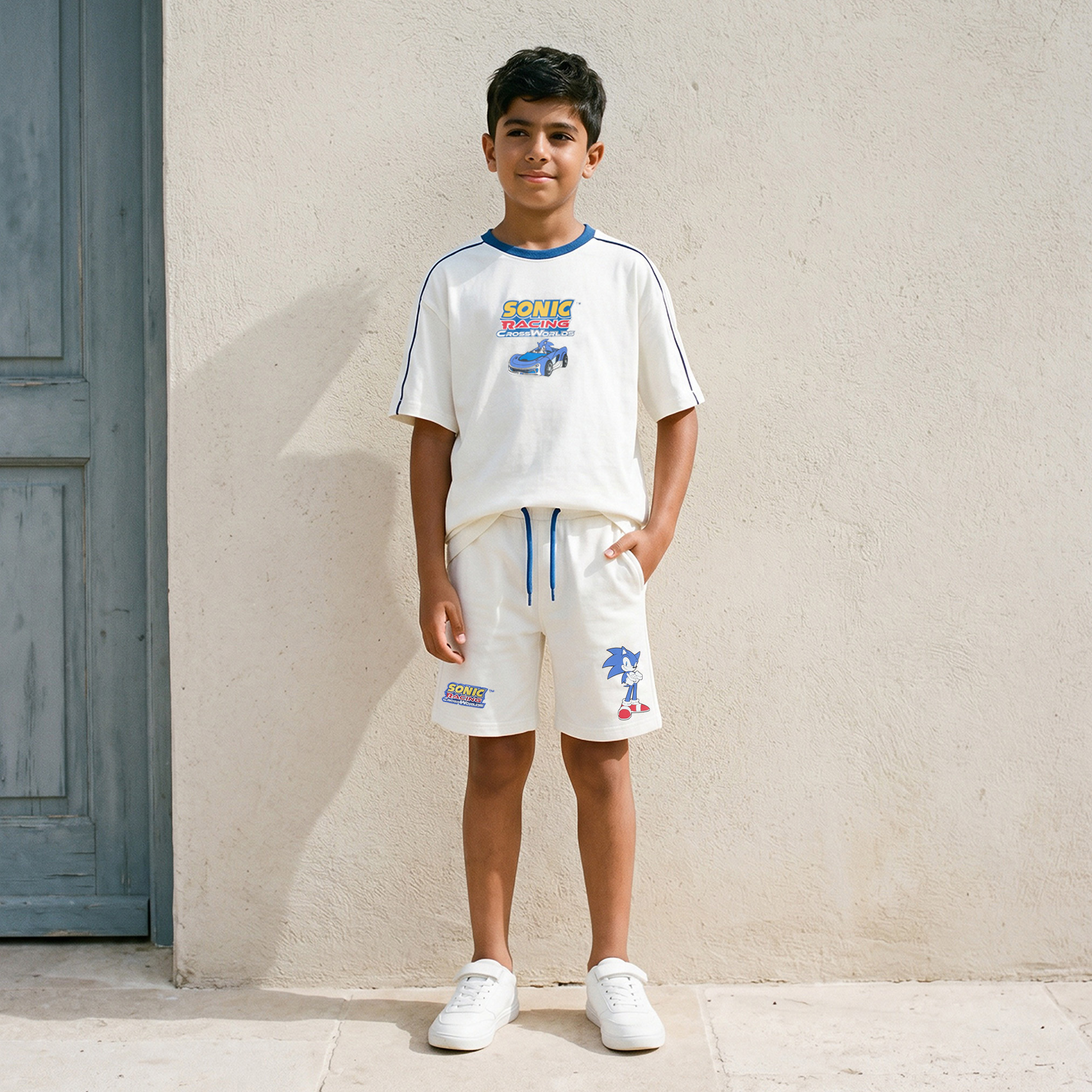 Crew Neck Short Sleeves T-shirt and Shorts Set with Sonic the Hedgehog Print-boys-clothing-setsandcoords-image-8