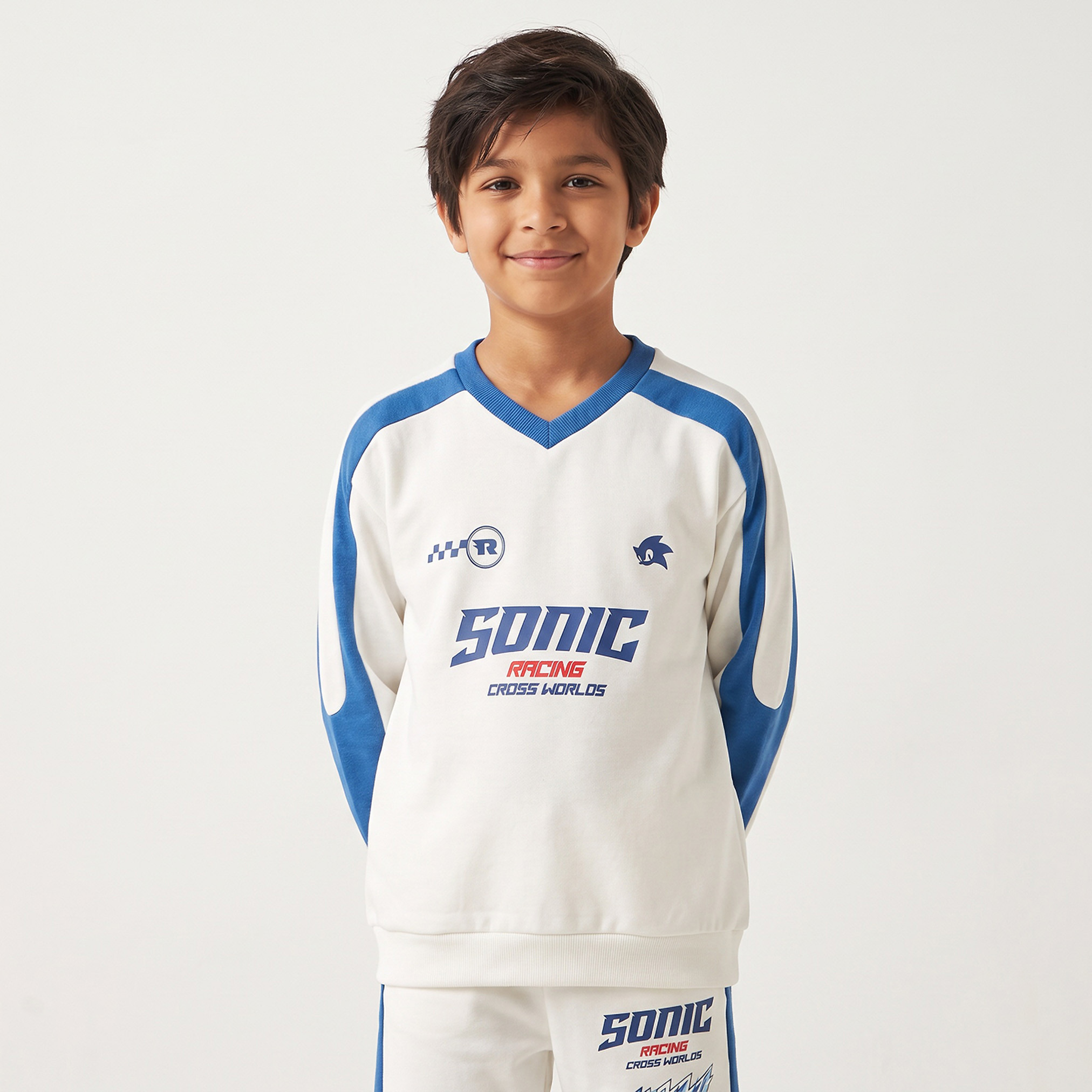 V-Neck Long Sleeves Sweatshirt and Joggers Set with Sonic the Hedgehog Print-boys-clothing-setsandcoords-image-2