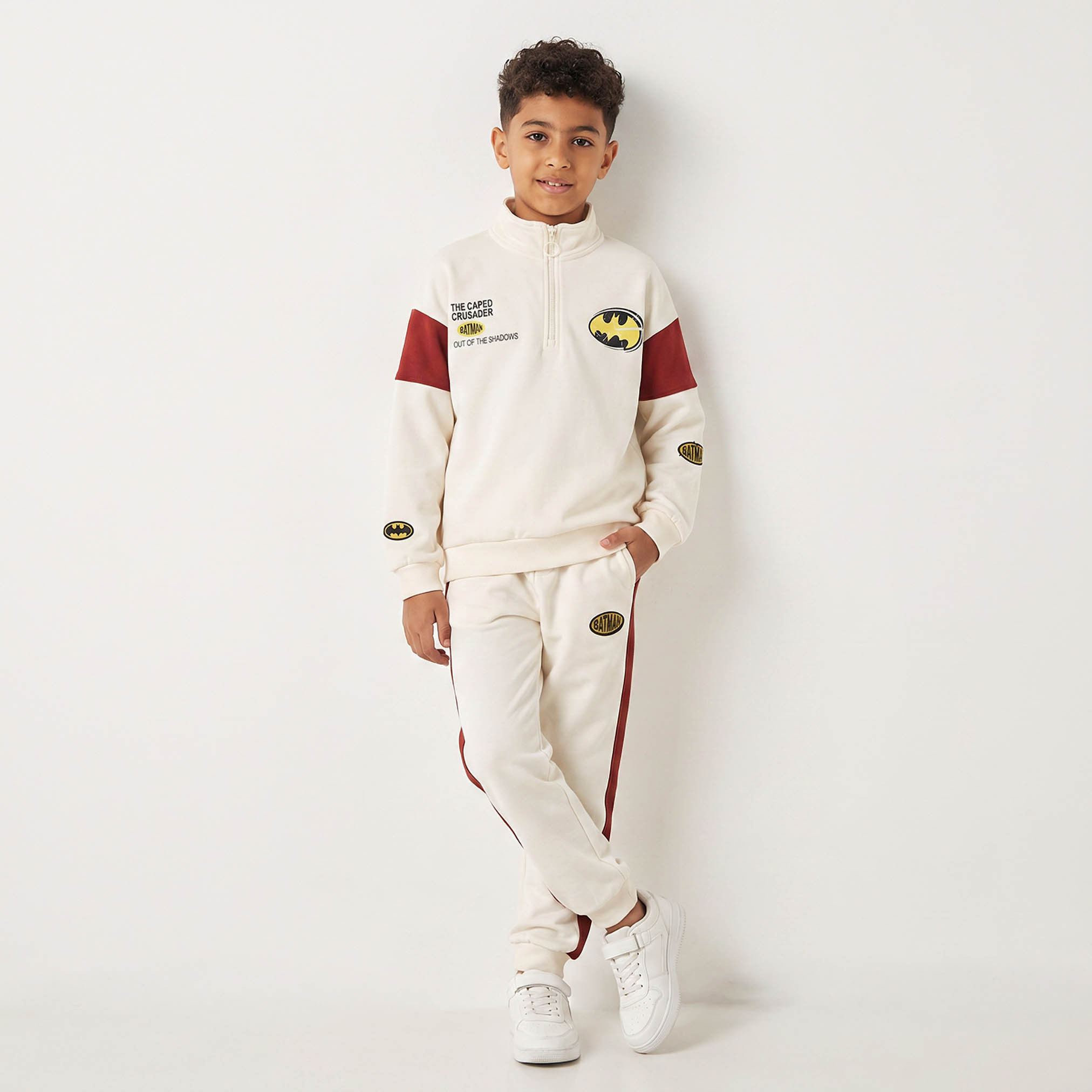 High Neck Long Sleeves Sweatshirt and Joggers Set with Batman Print-boys-clothing-setsandcoords-image-1