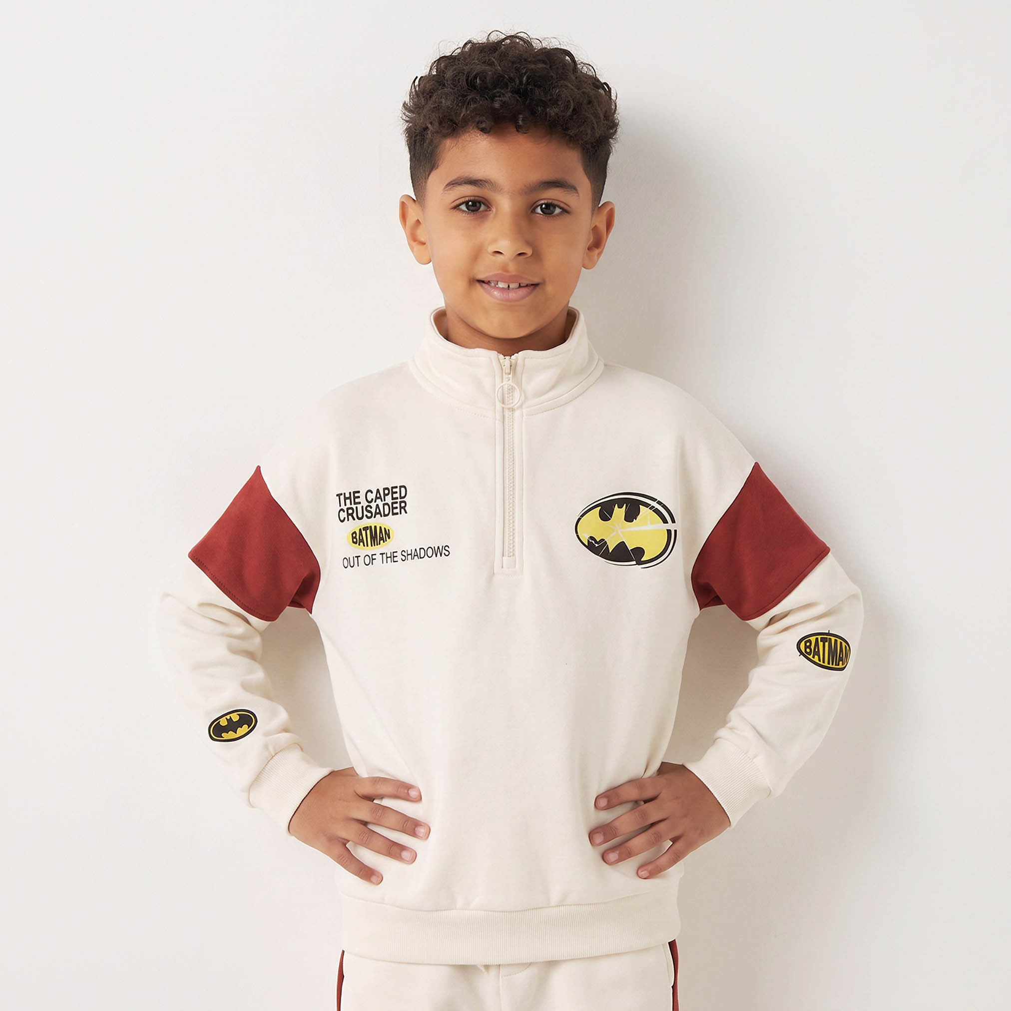 High Neck Long Sleeves Sweatshirt and Joggers Set with Batman Print-boys-clothing-setsandcoords-image-3