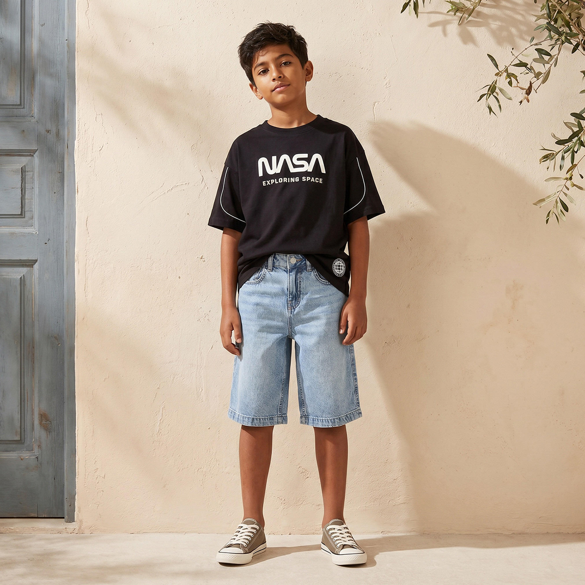 NASA Crew Neck Short Sleeves T-shirt with Logo Print-boys-clothing-tshirtsandpolos-image-2