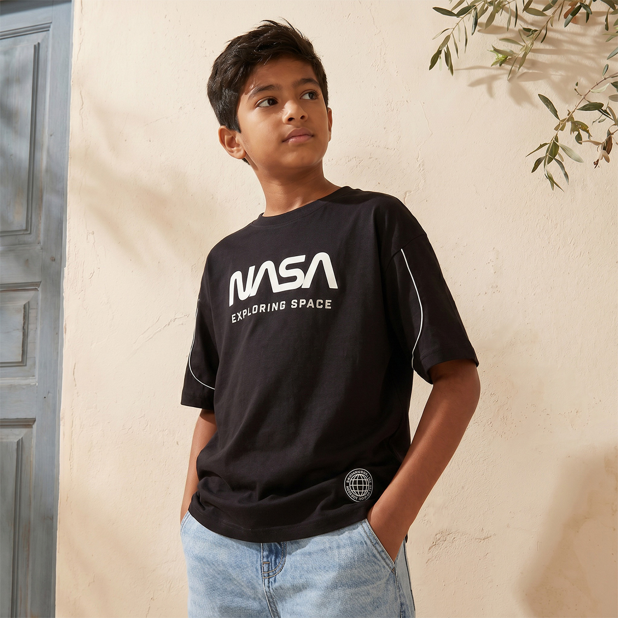 NASA Crew Neck Short Sleeves T-shirt with Logo Print-boys-clothing-tshirtsandpolos-image-6