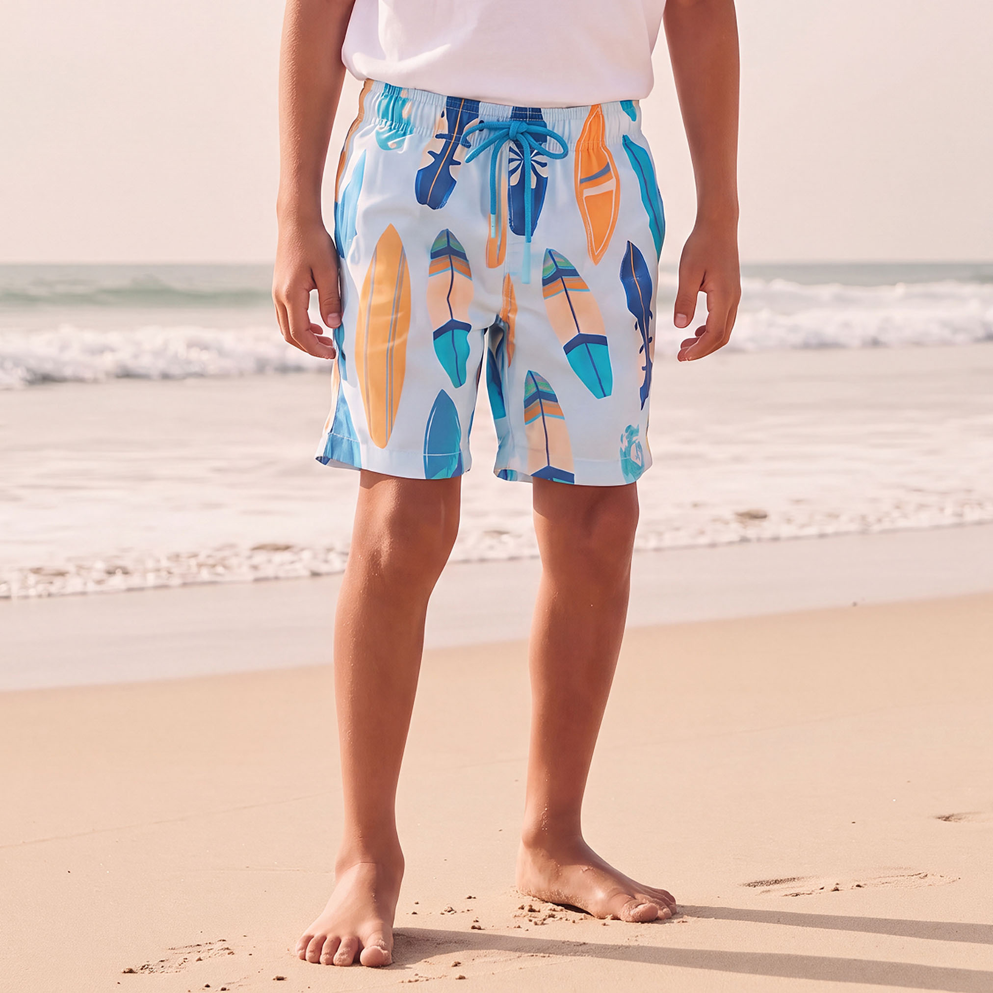 Juniors Boys Surf Board Print Swim Shorts-boys-clothing-sportswear-swimwear-image-1