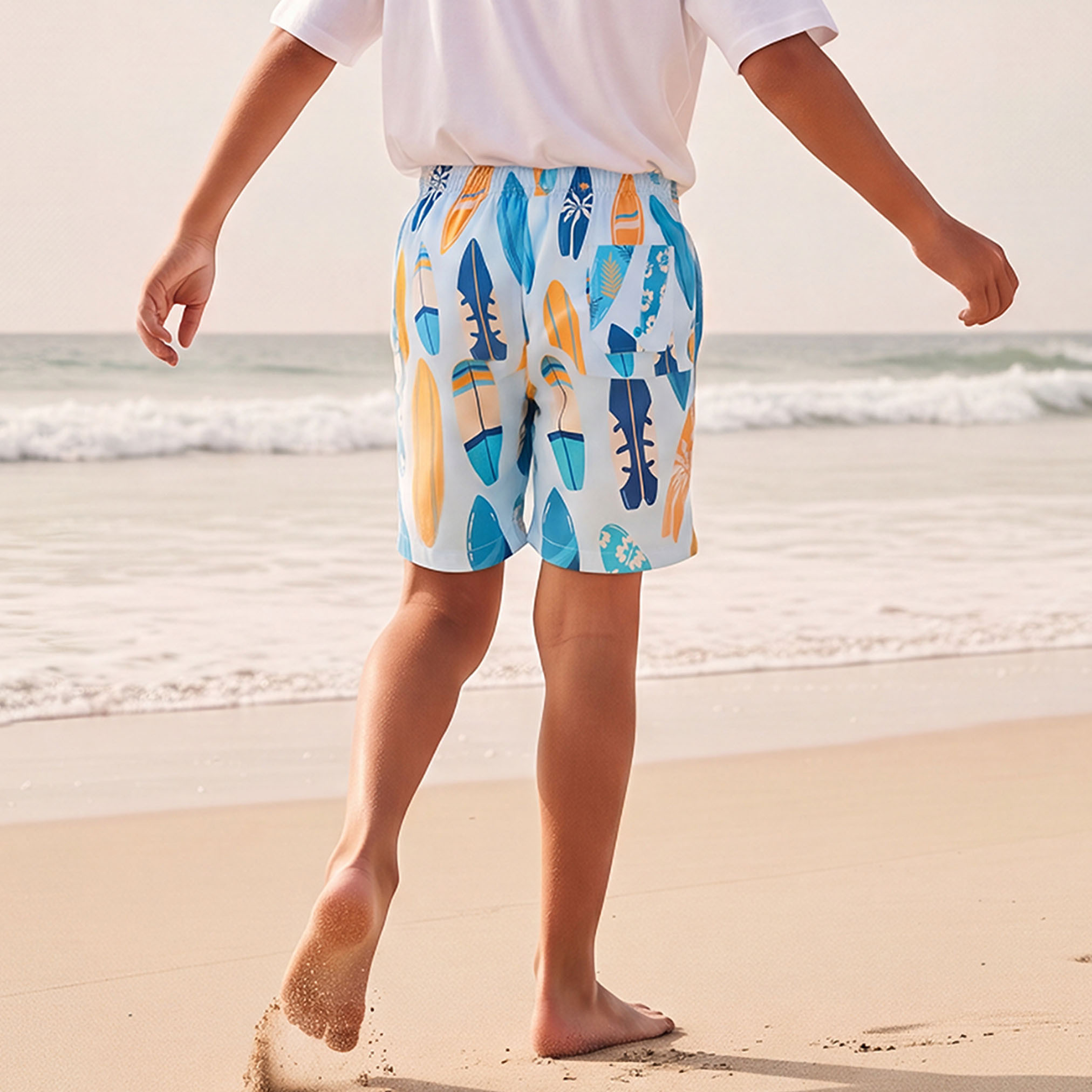 Juniors Boys Surf Board Print Swim Shorts-boys-clothing-sportswear-swimwear-image-3