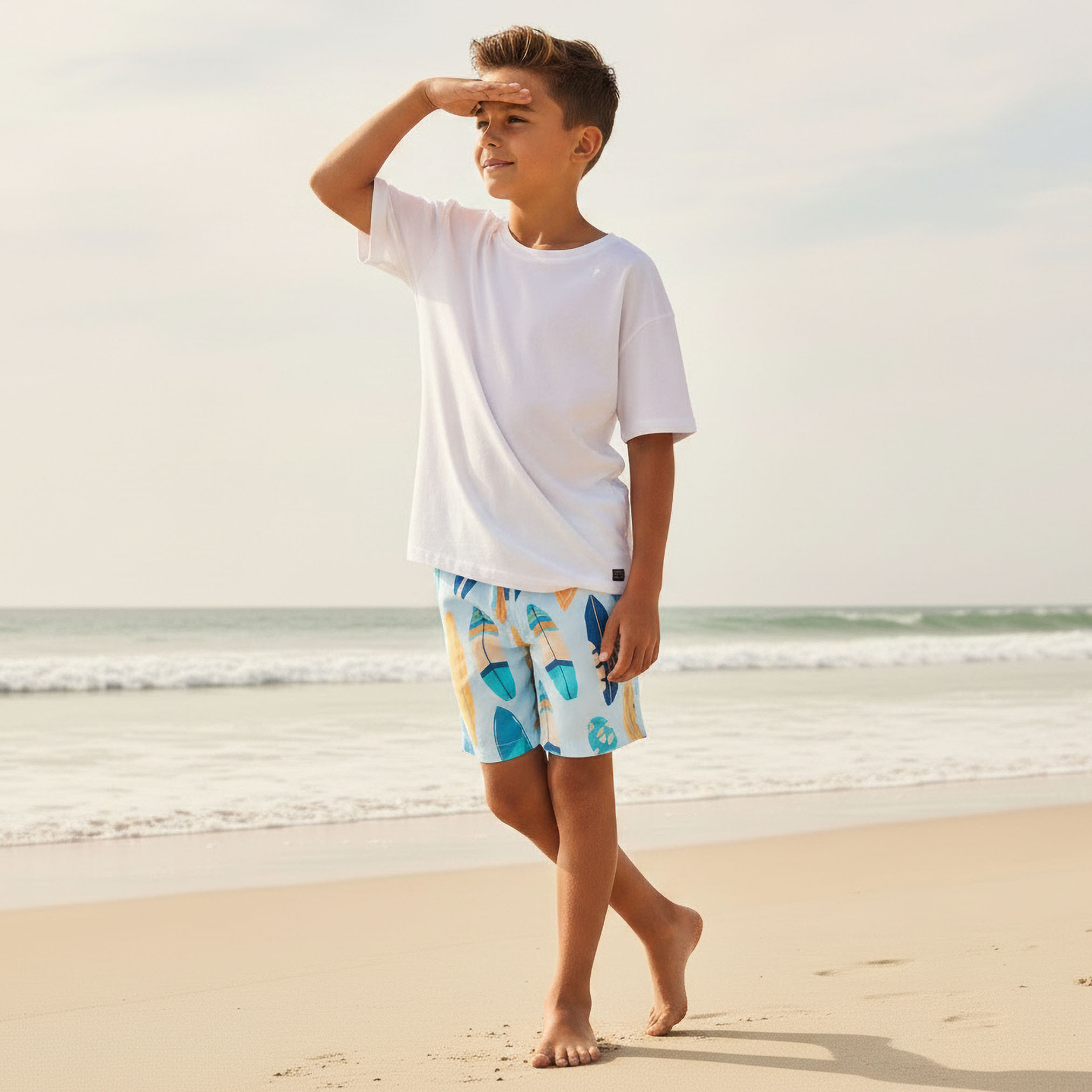 Juniors Boys Surf Board Print Swim Shorts-boys-clothing-sportswear-swimwear-image-5
