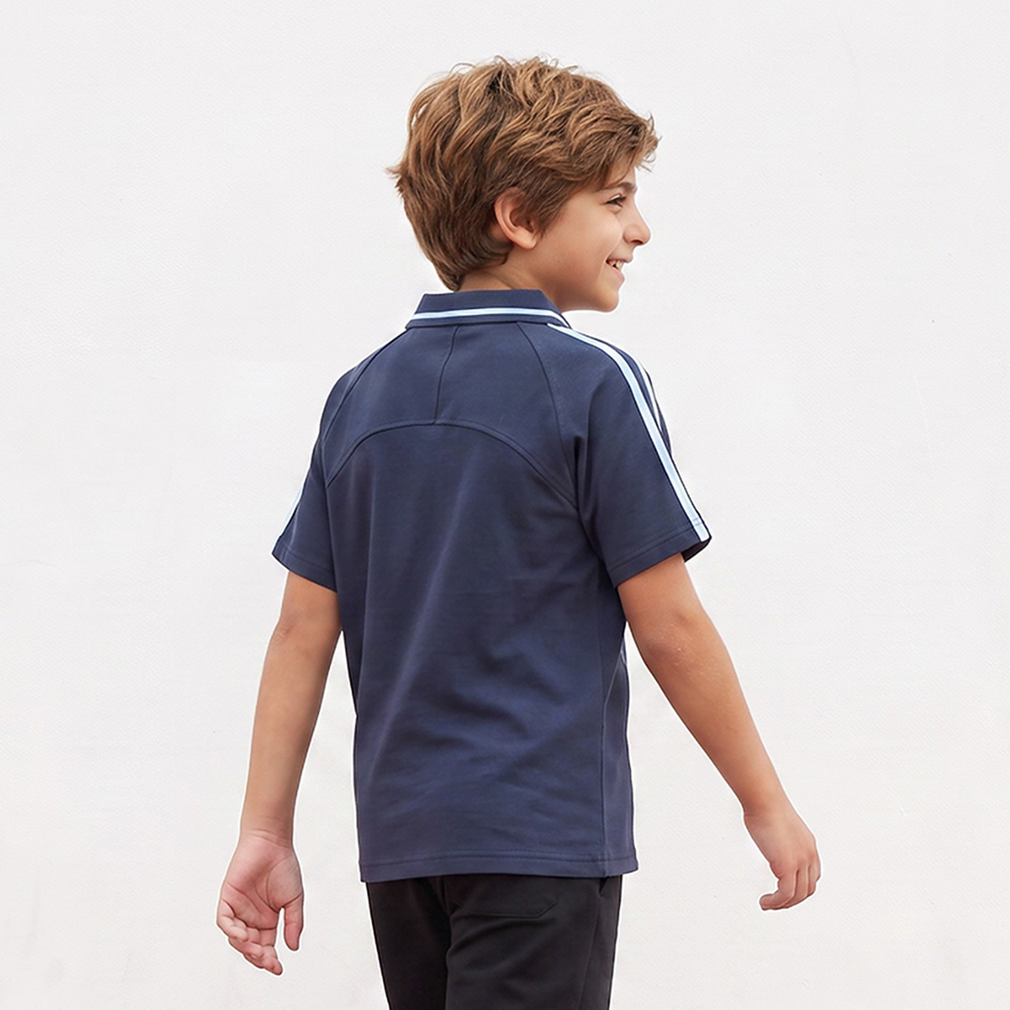 تيشيرت بولو بياقة وأكمام قصيرة وخيوط بارزة من كابا-boys-clothing-tshirtsandpolos-image-3