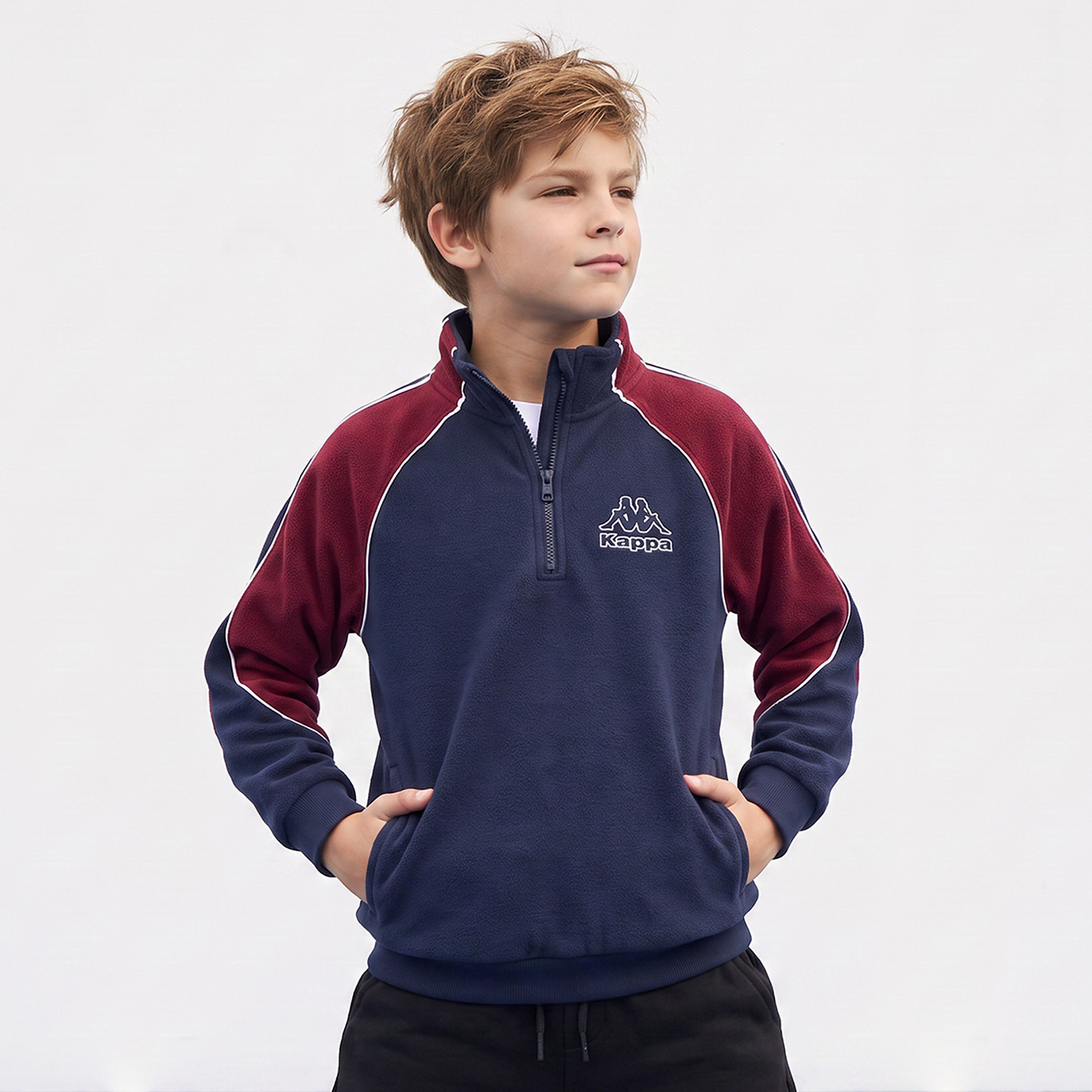 Kappa Logo Embroidered Sweatshirt with Long Sleeves-boys-clothing-winterwear-sweatshirts-image-1