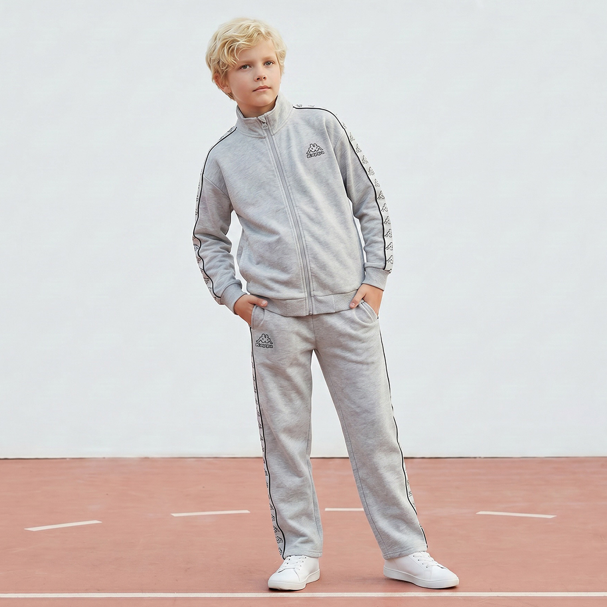 طقم جاكيت برقبة عالية وأكمام طويلة مع بنطلون رياضي بسحاب إغلاق من كابا-boys-clothing-setsandcoords-image-8