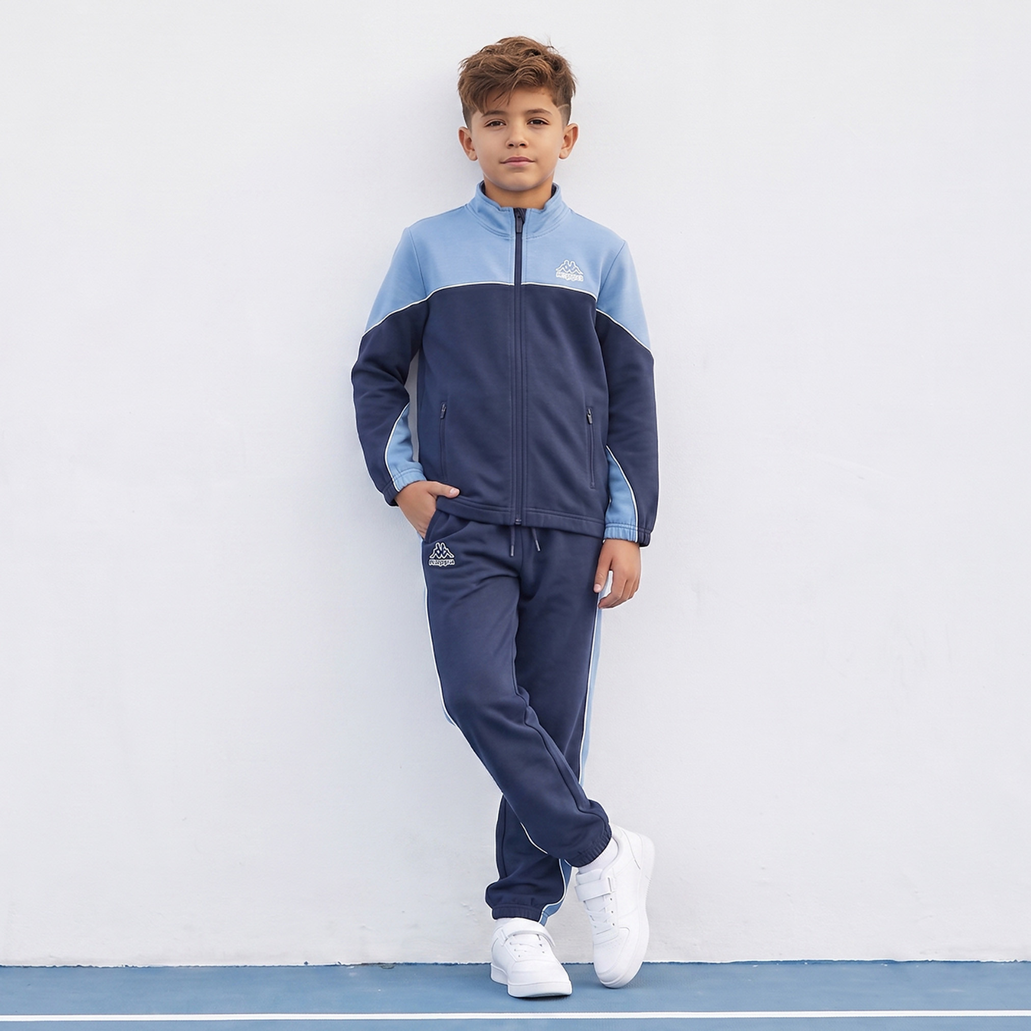 Kappa High Neck Long Sleeves Jacket and Joggers Set with Colourblock Design-boys-clothing-setsandcoords-image-1