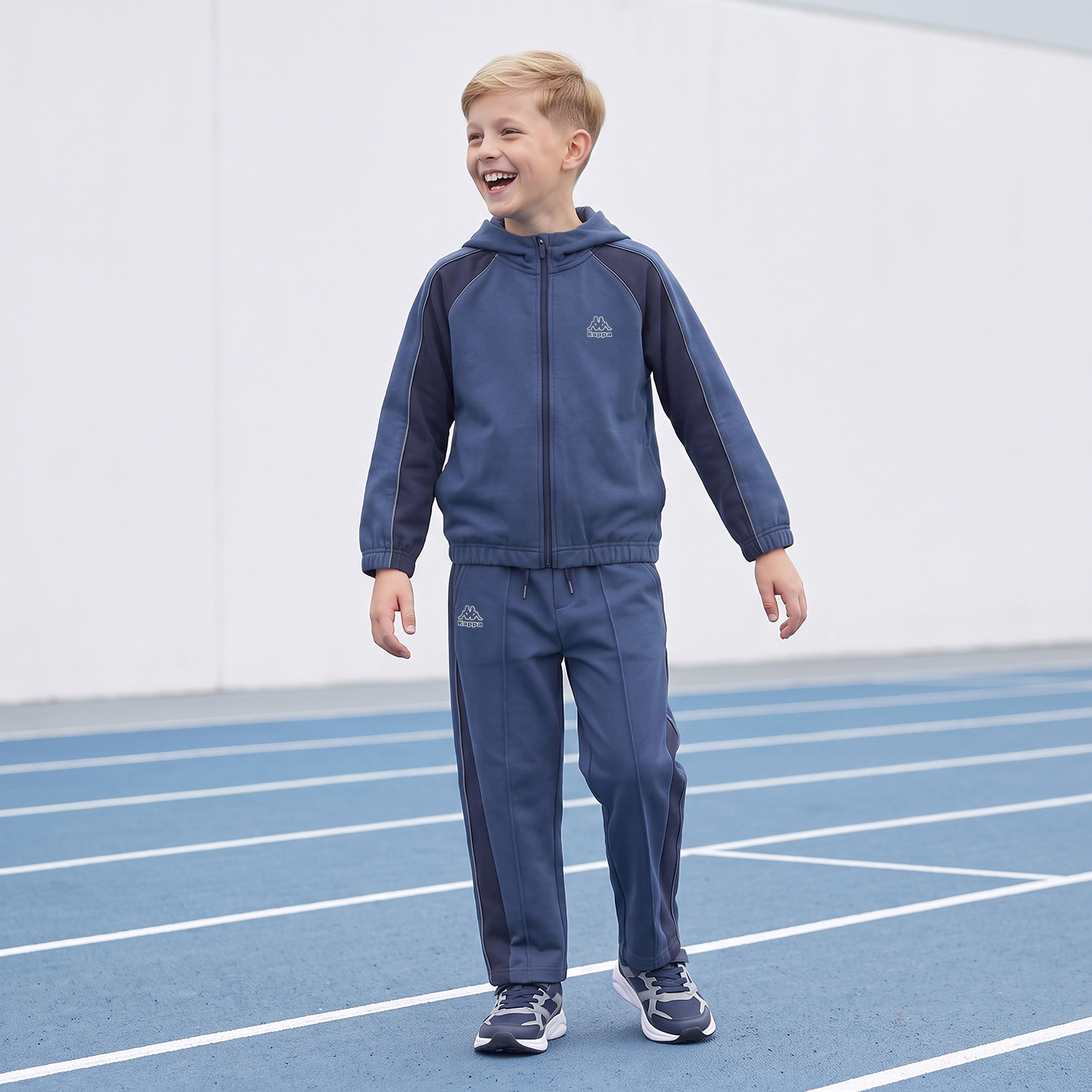 Kappa Hooded Neck Long Sleeves Hoodie and Track Pant Set with Drawstring Closure-boys-clothing-setsandcoords-image-1